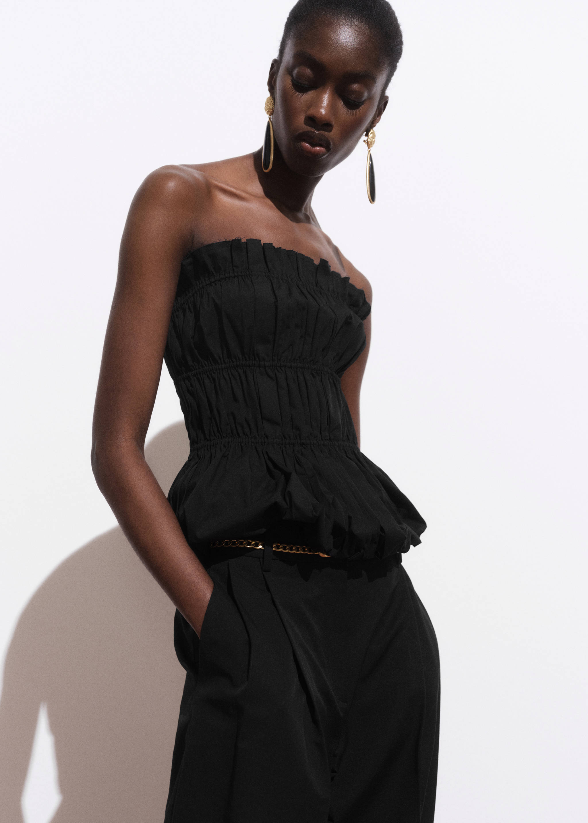 Ruched strapless top - Medium plane