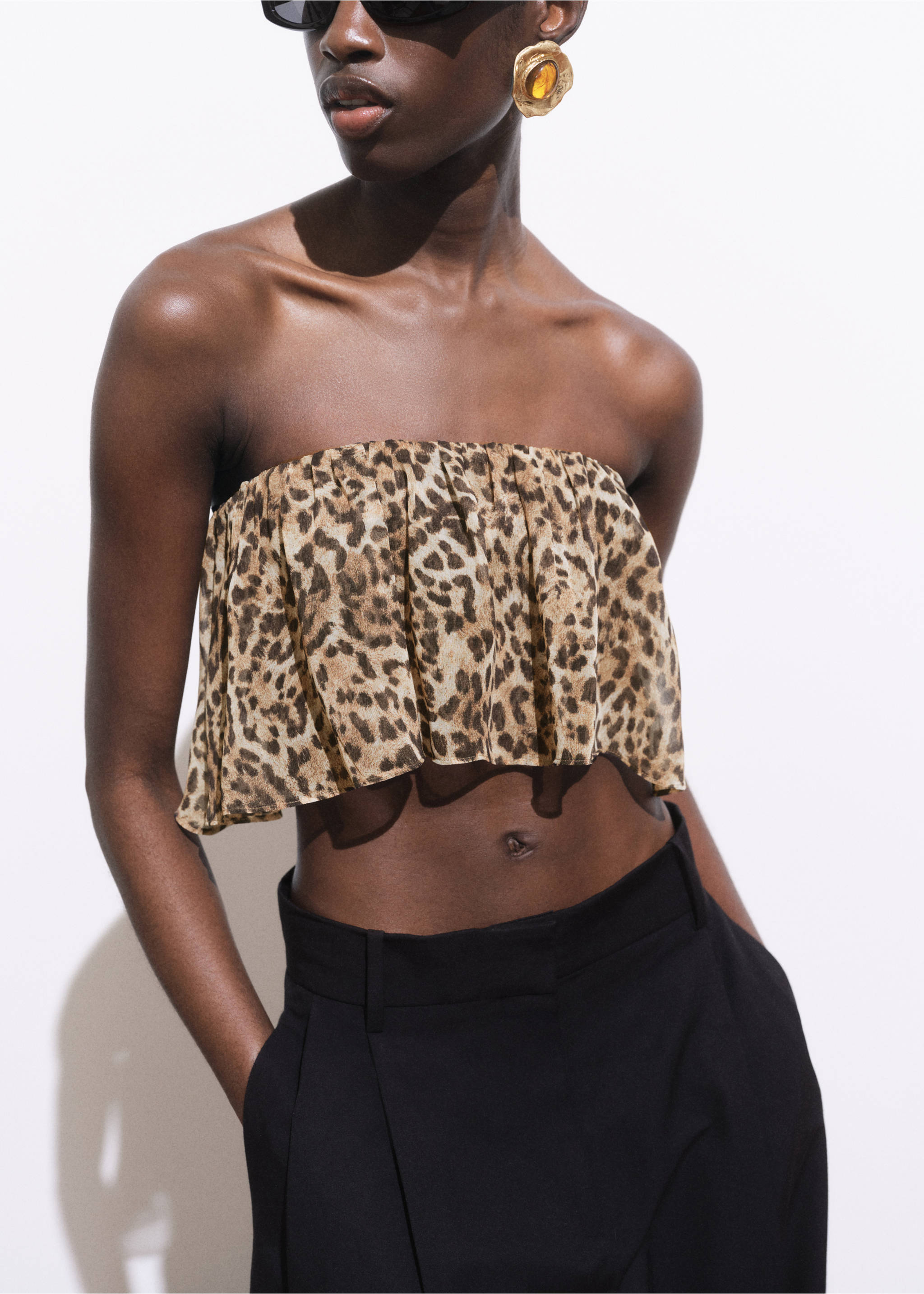 Animal-print crop top - Medium plane, Brown. Ref: 17051270-00.