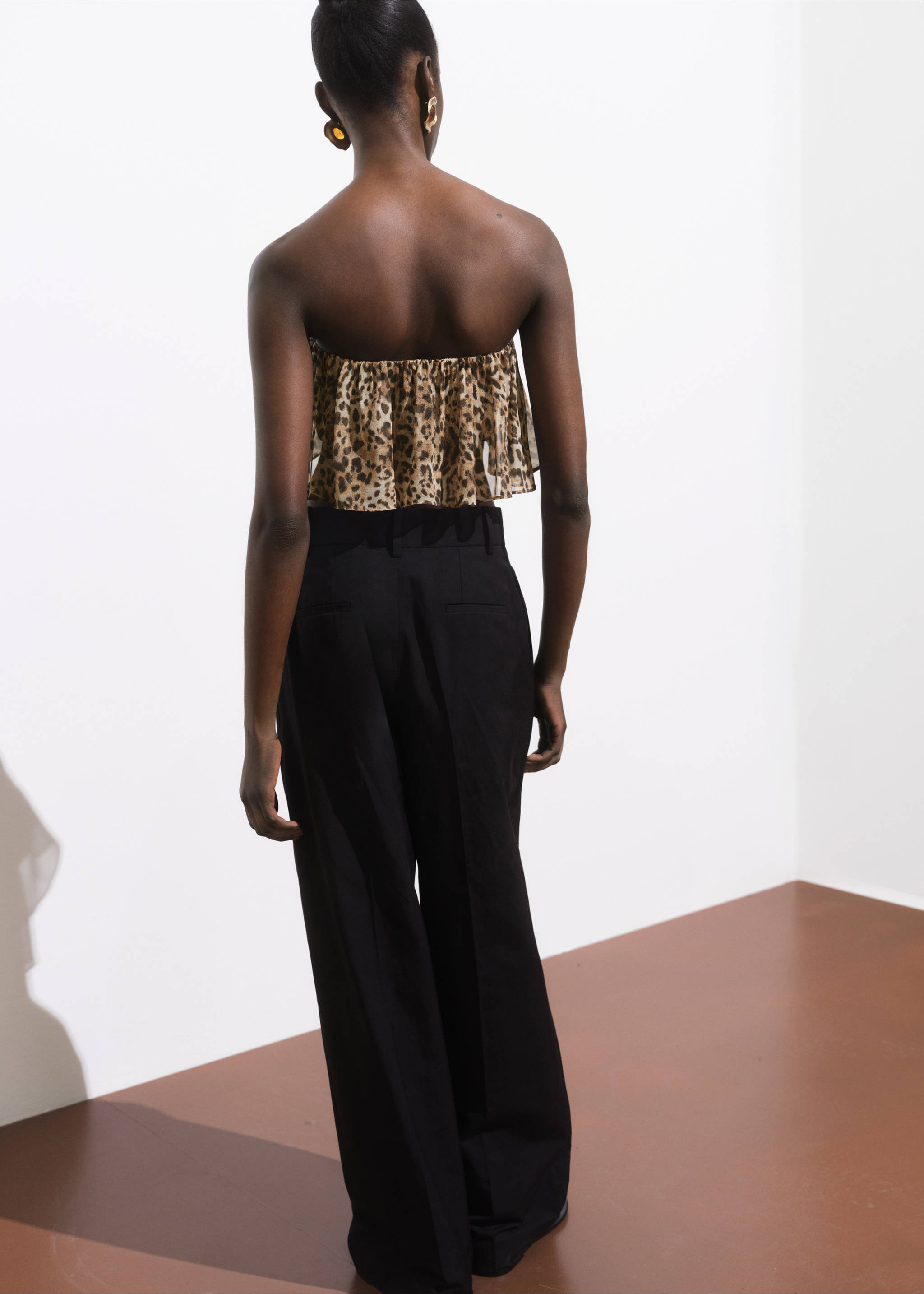 Animal-print crop top - Reverse of the article, Brown. Ref: 17051270-00.