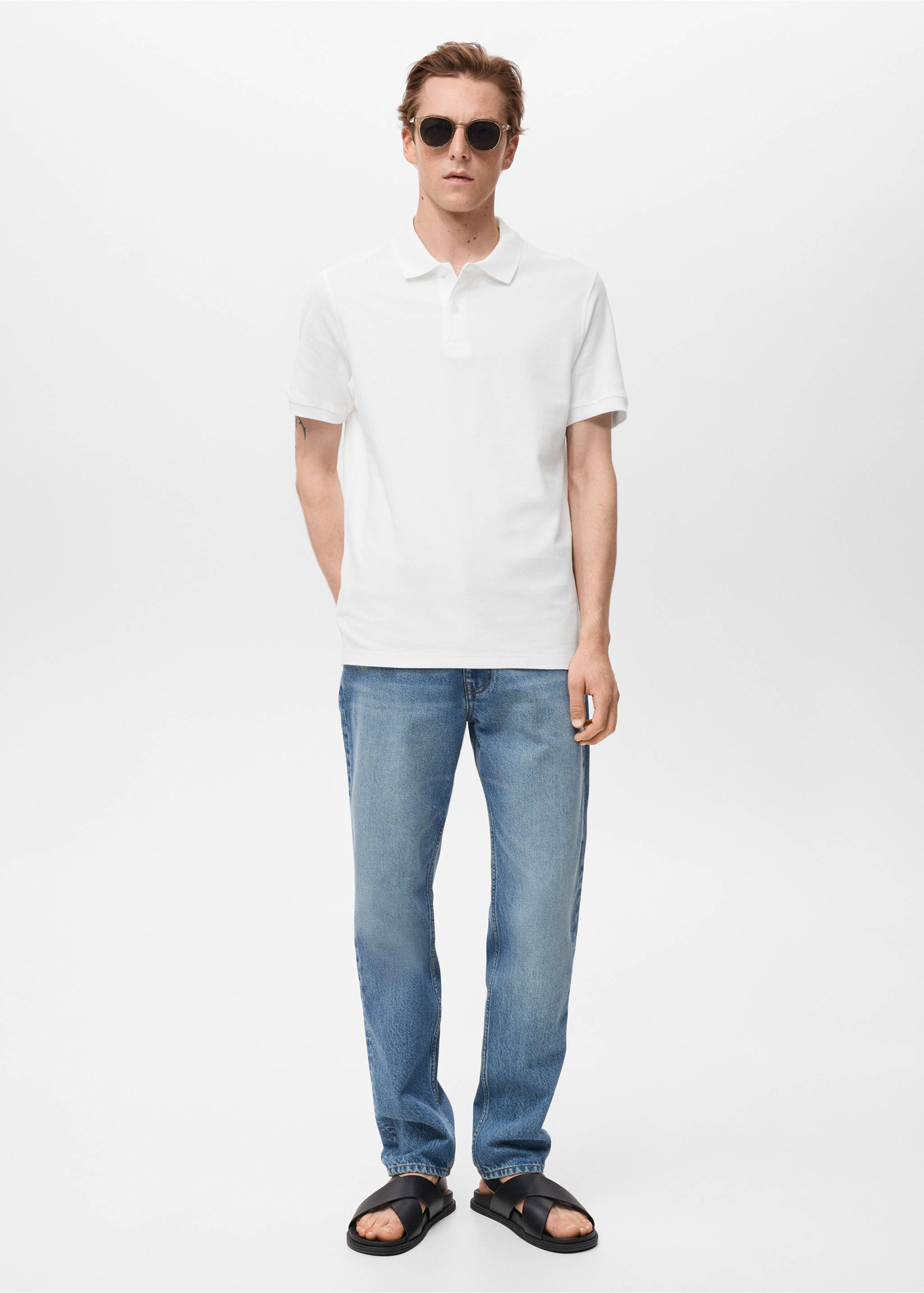 Regular-fit cotton piqué polo shirt - General plane, White. Ref: 17051273-00.