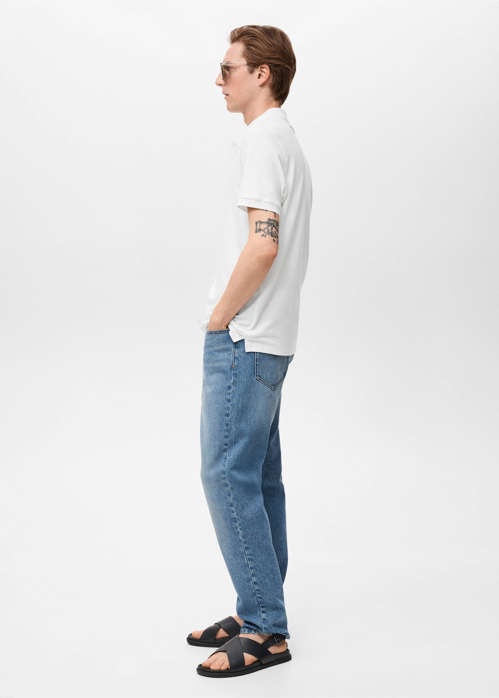 Regular-fit cotton piqué polo shirt - Details of the article 2, White. Ref: 17051273-00.