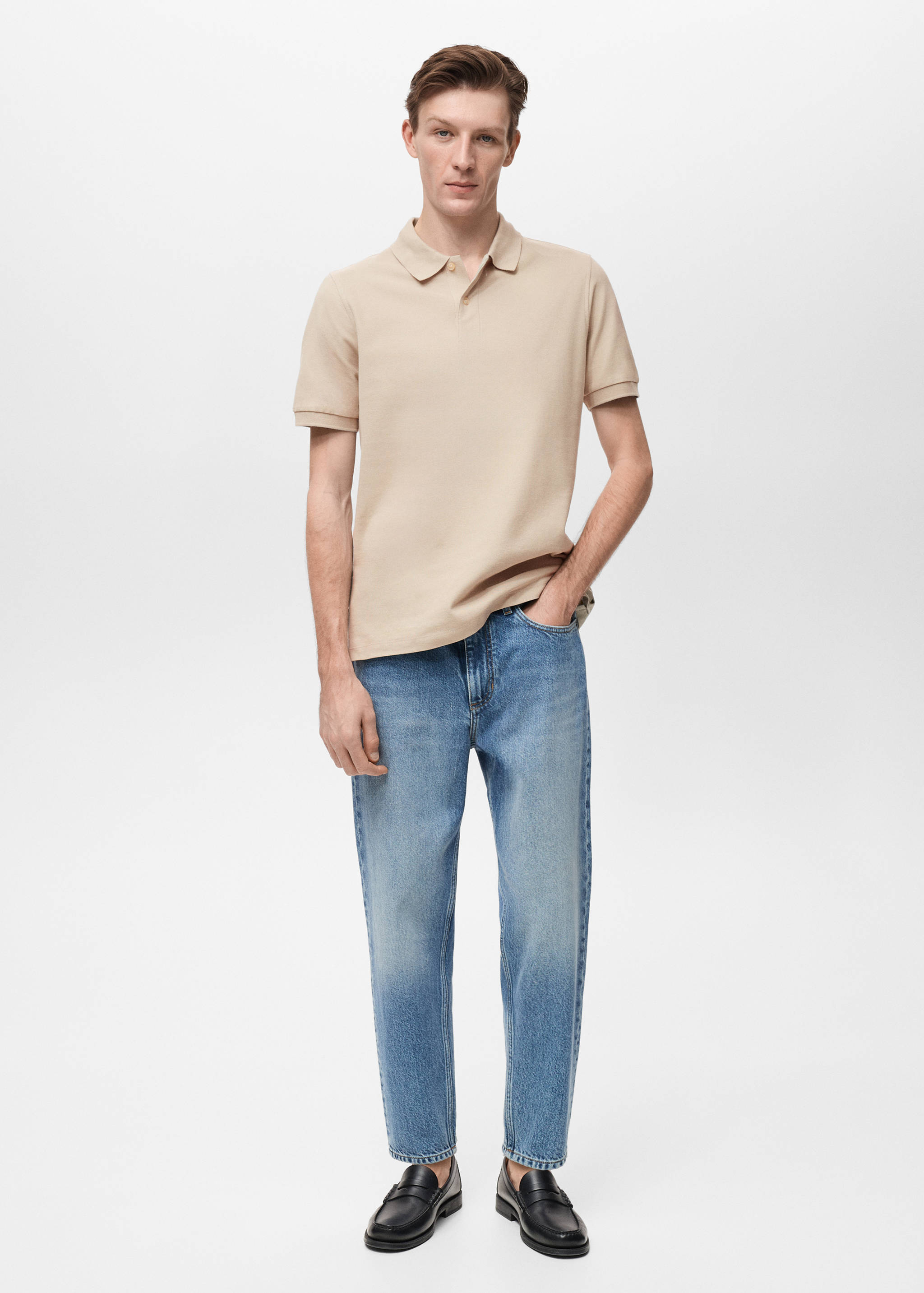 Regular-fit cotton piqué polo shirt - General plane