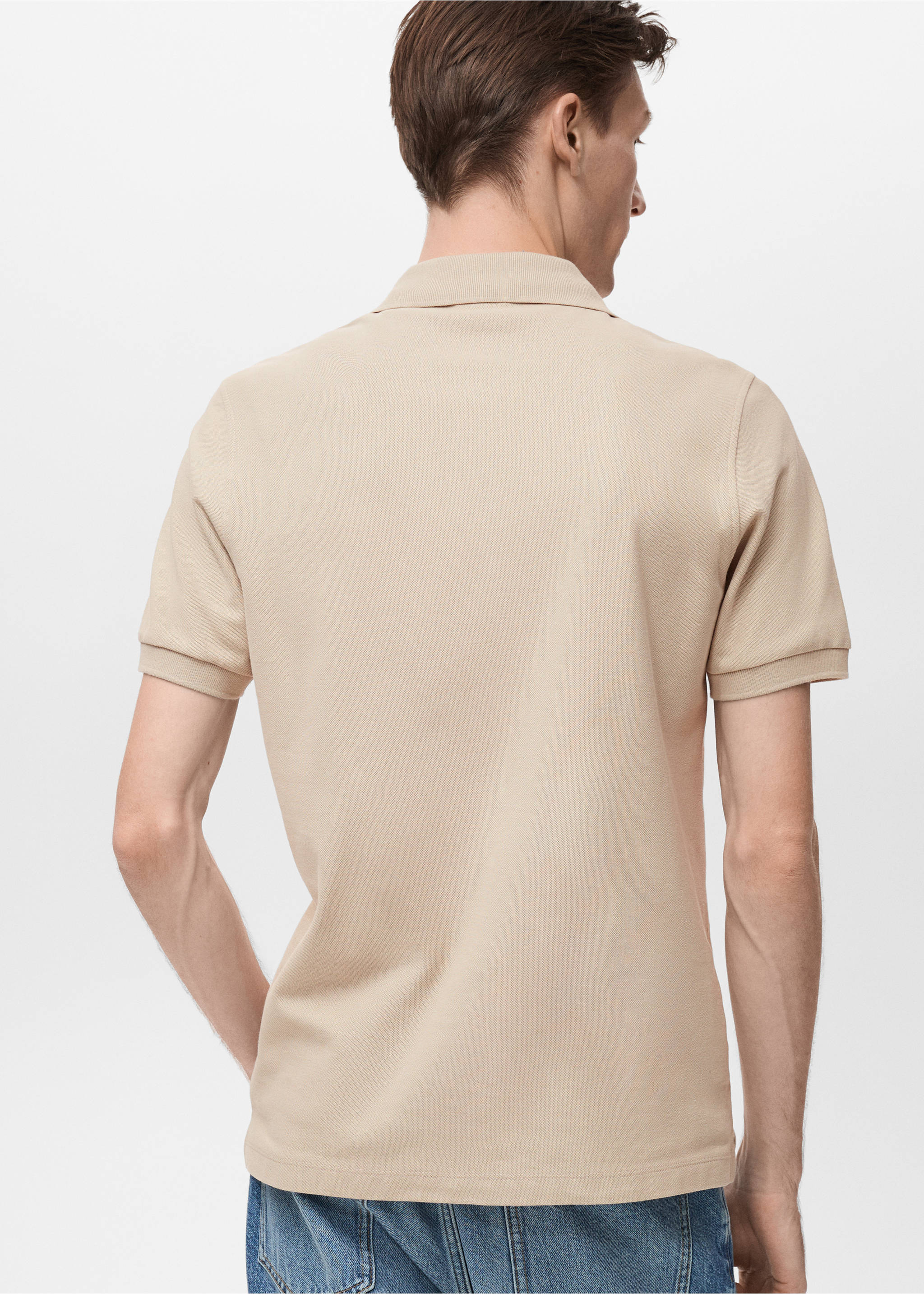 Regular-fit cotton piqué polo shirt - Reverse of the article, Ecru. Ref: 17051273-00.