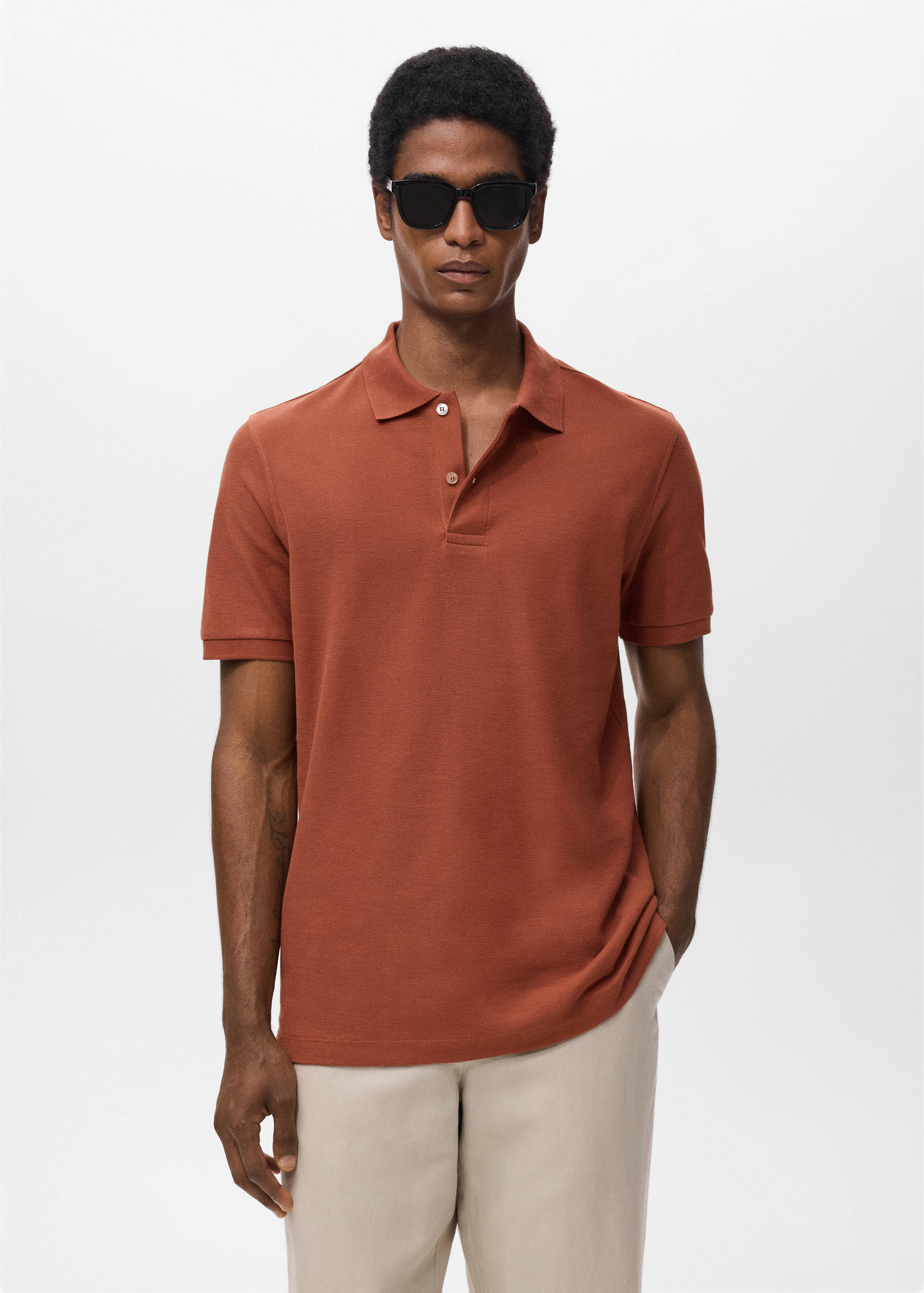 Regular-fit cotton piqué polo shirt - Medium plane