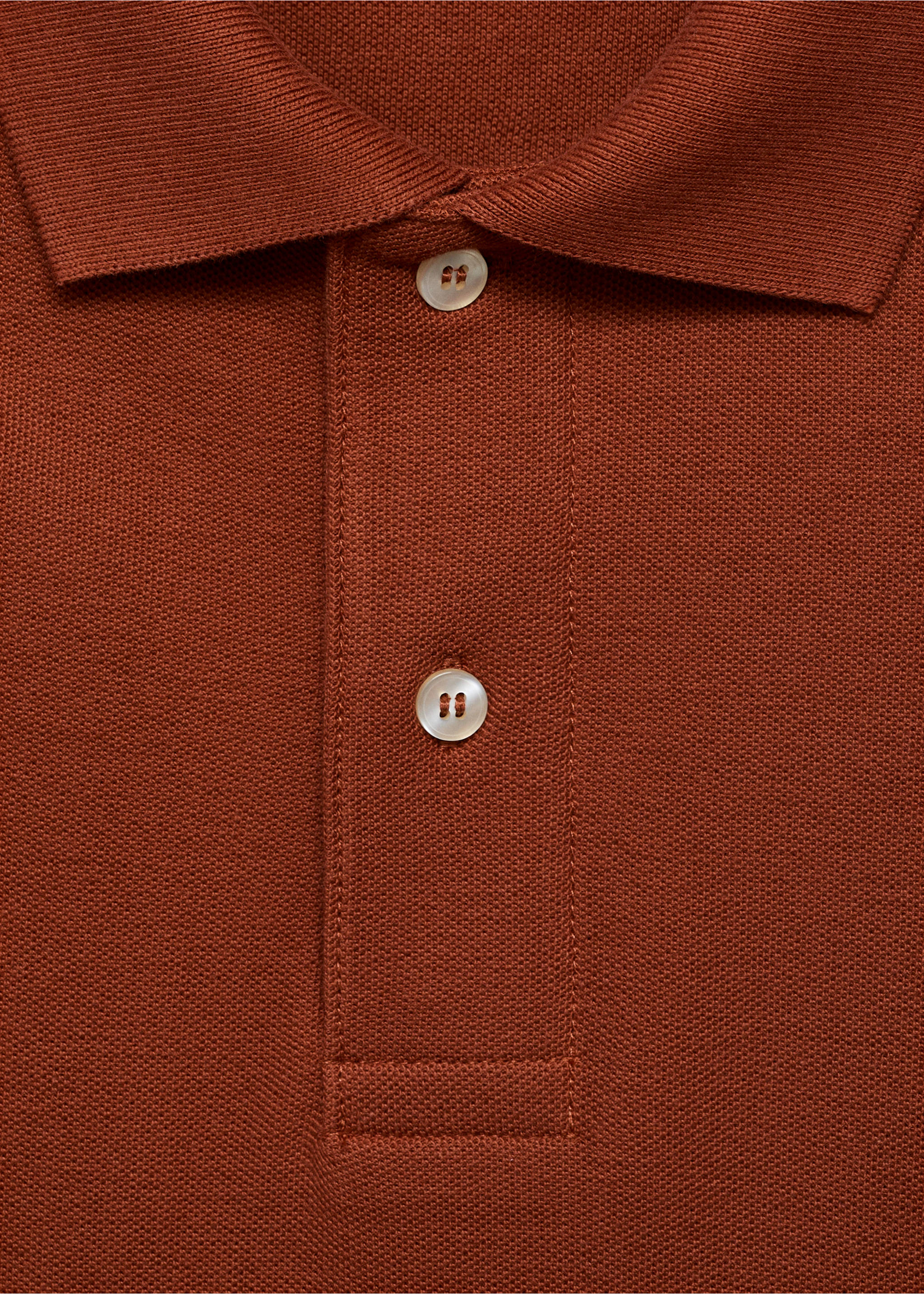 Regular-fit cotton piqué polo shirt - Details of the article 8, Burnt Orange. Ref: 17051273-00.