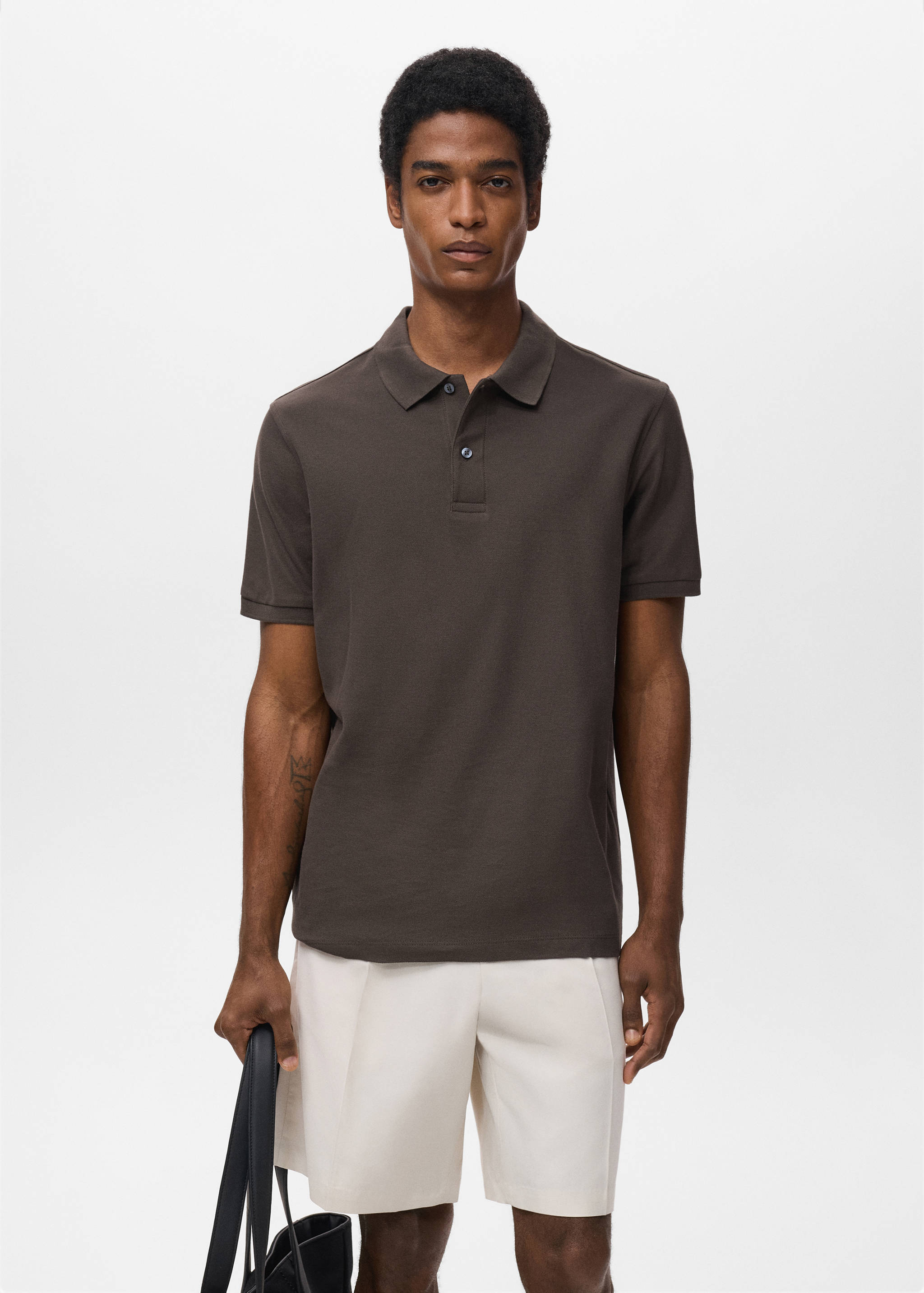 Regular-fit cotton piqué polo shirt - Medium plane