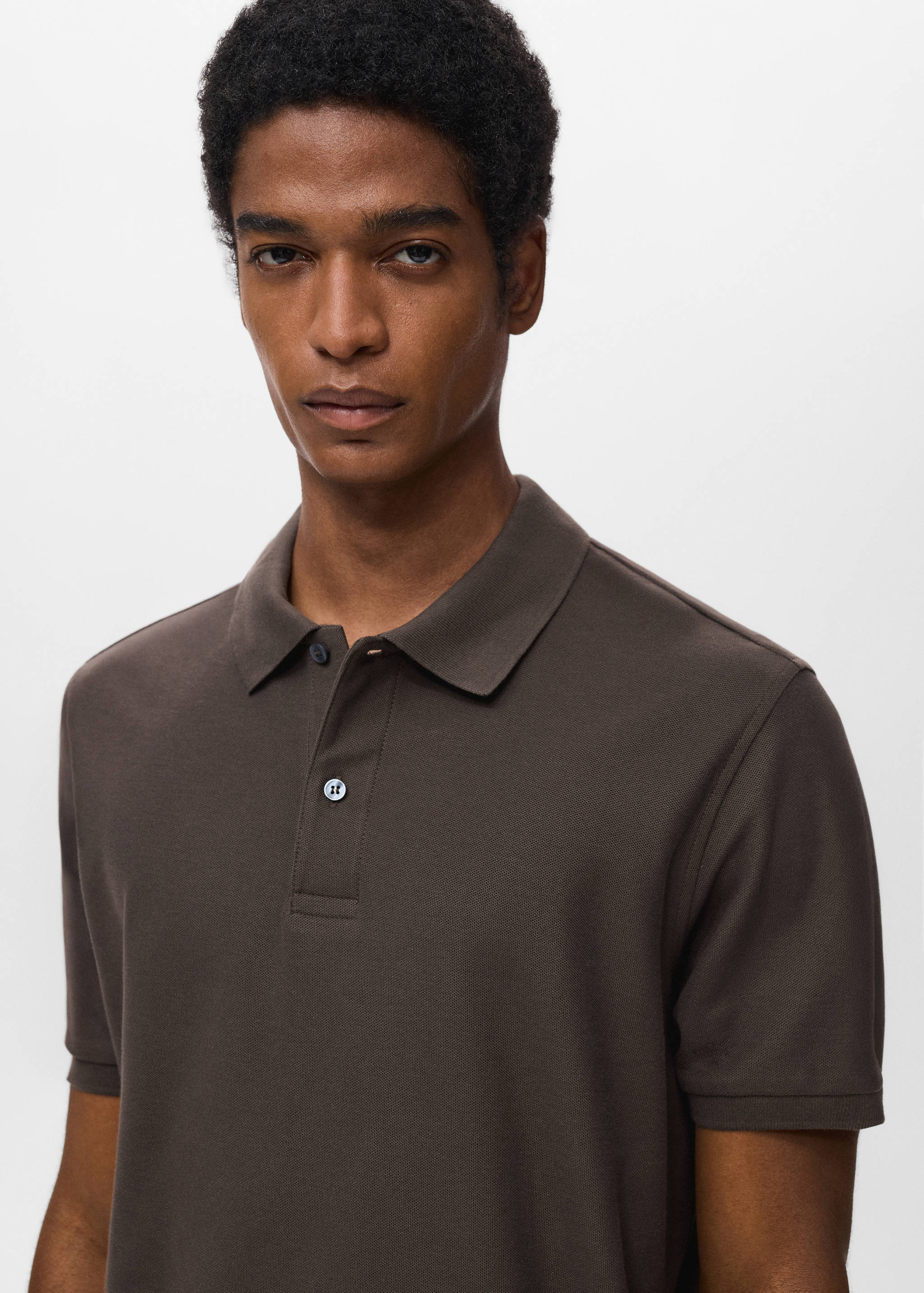 Regular-fit cotton piqué polo shirt - Details of the article 1