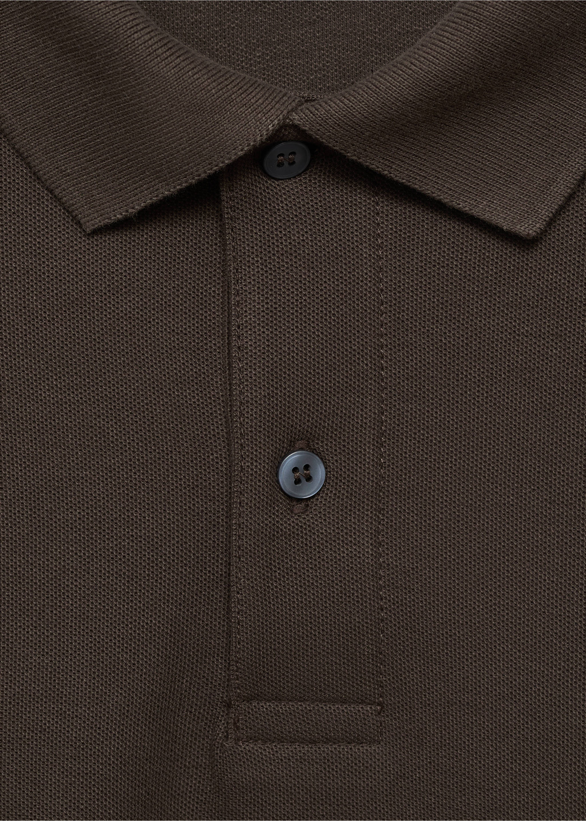 Regular-fit cotton piqué polo shirt - Details of the article 8, Chocolate. Ref: 17051273-00.