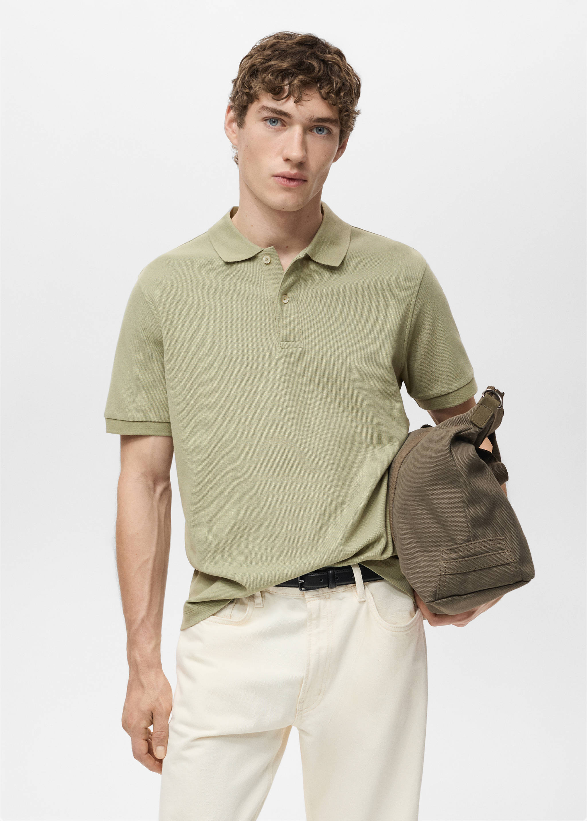 Regular-fit cotton piqué polo shirt - Medium plane