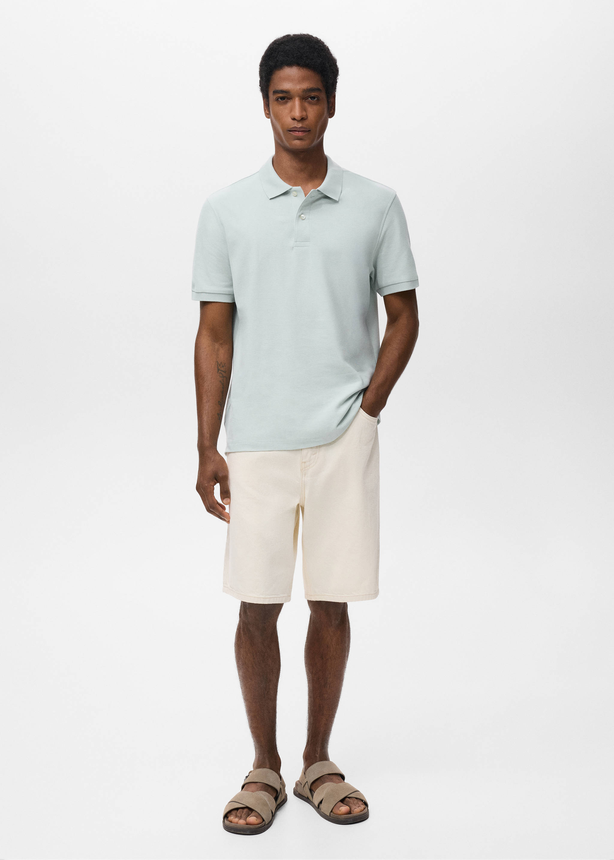 Regular-fit cotton piqué polo shirt - General plane