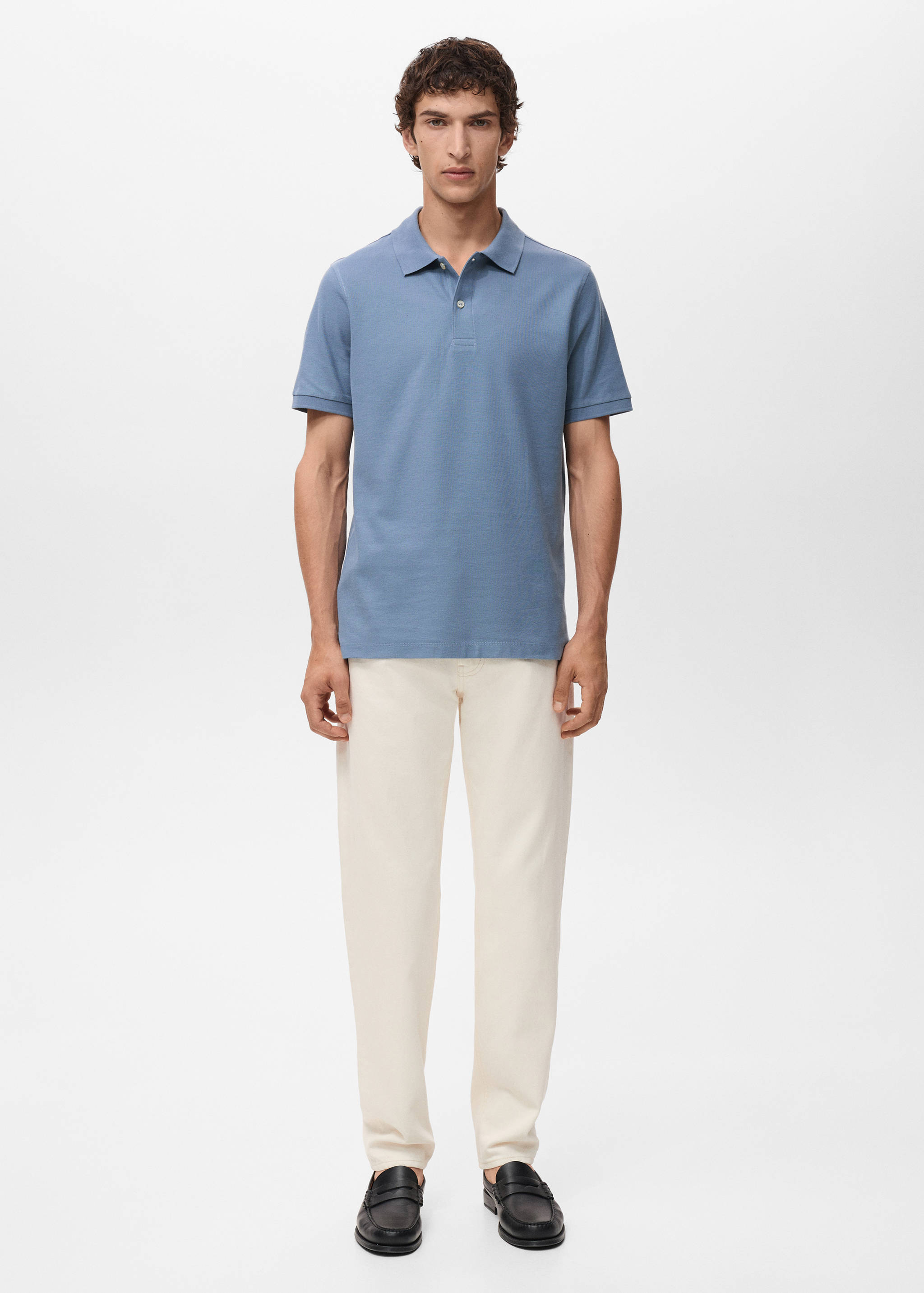 Regular-fit cotton piqué polo shirt - General plane