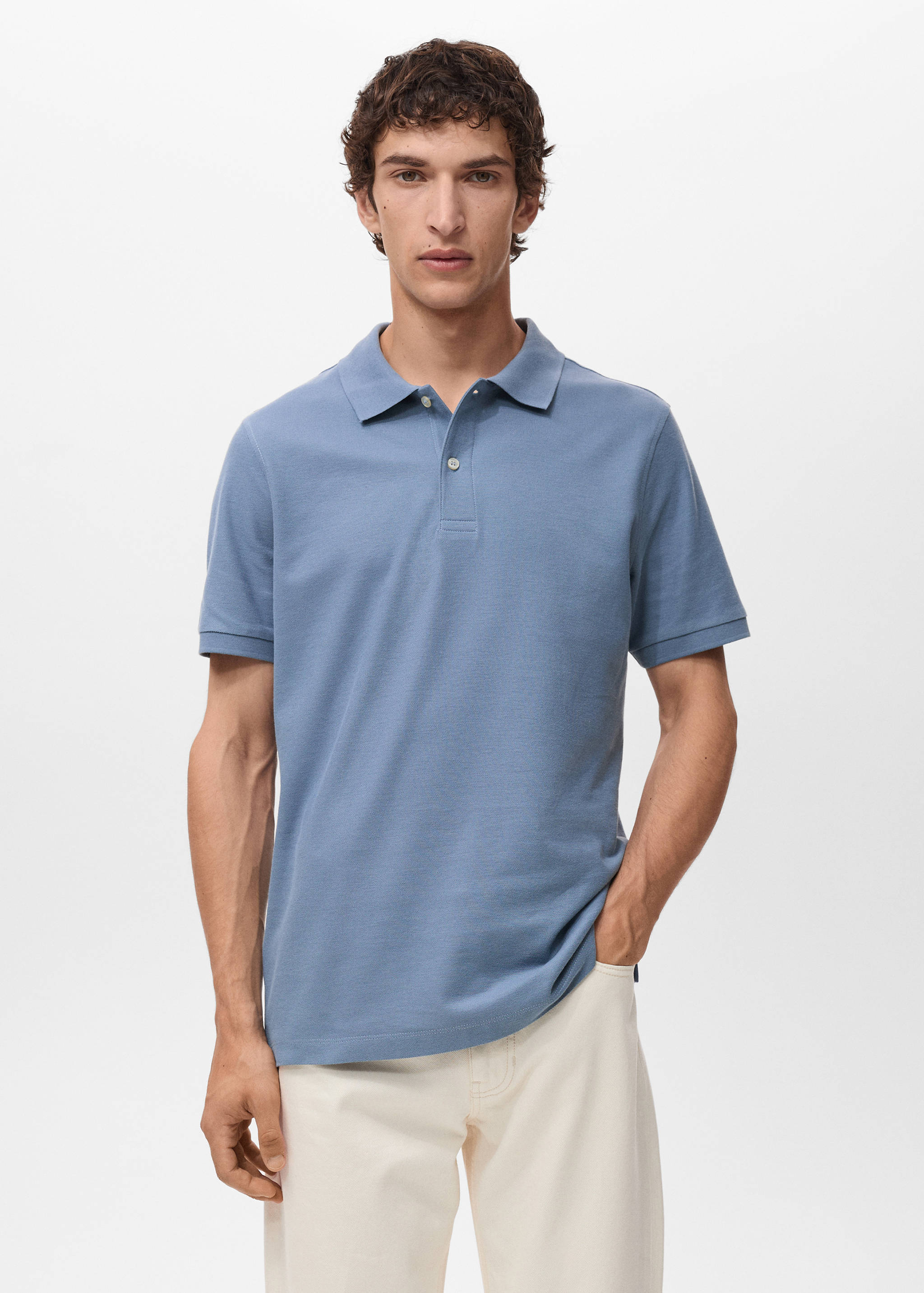 Regular-fit cotton piqué polo shirt - Medium plane