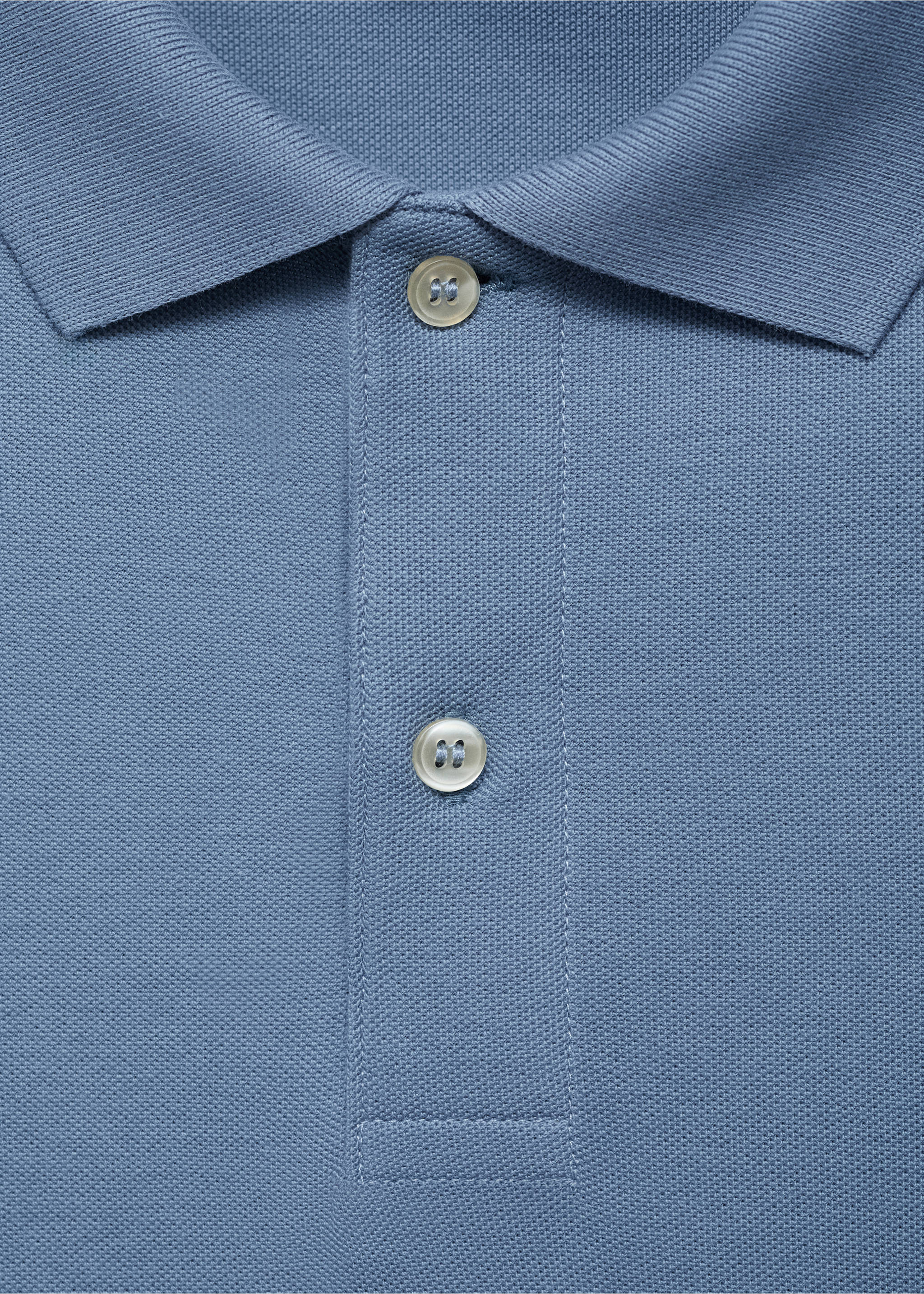 Regular-fit cotton piqué polo shirt - Details of the article 8, Blue. Ref: 17051273-00.