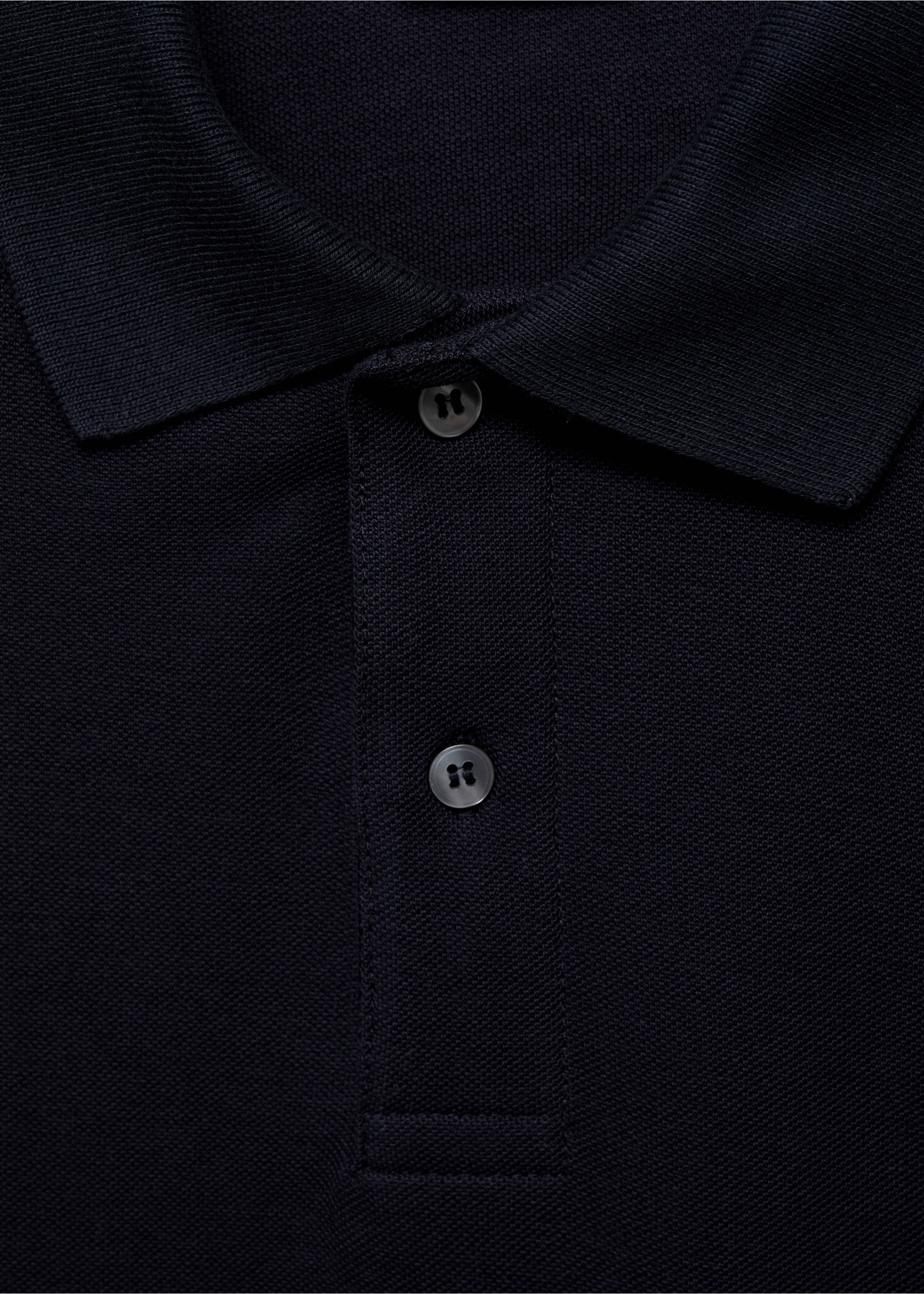 Regular-fit cotton piqué polo shirt - Details of the article 8, Dark Navy. Ref: 17051273-00.