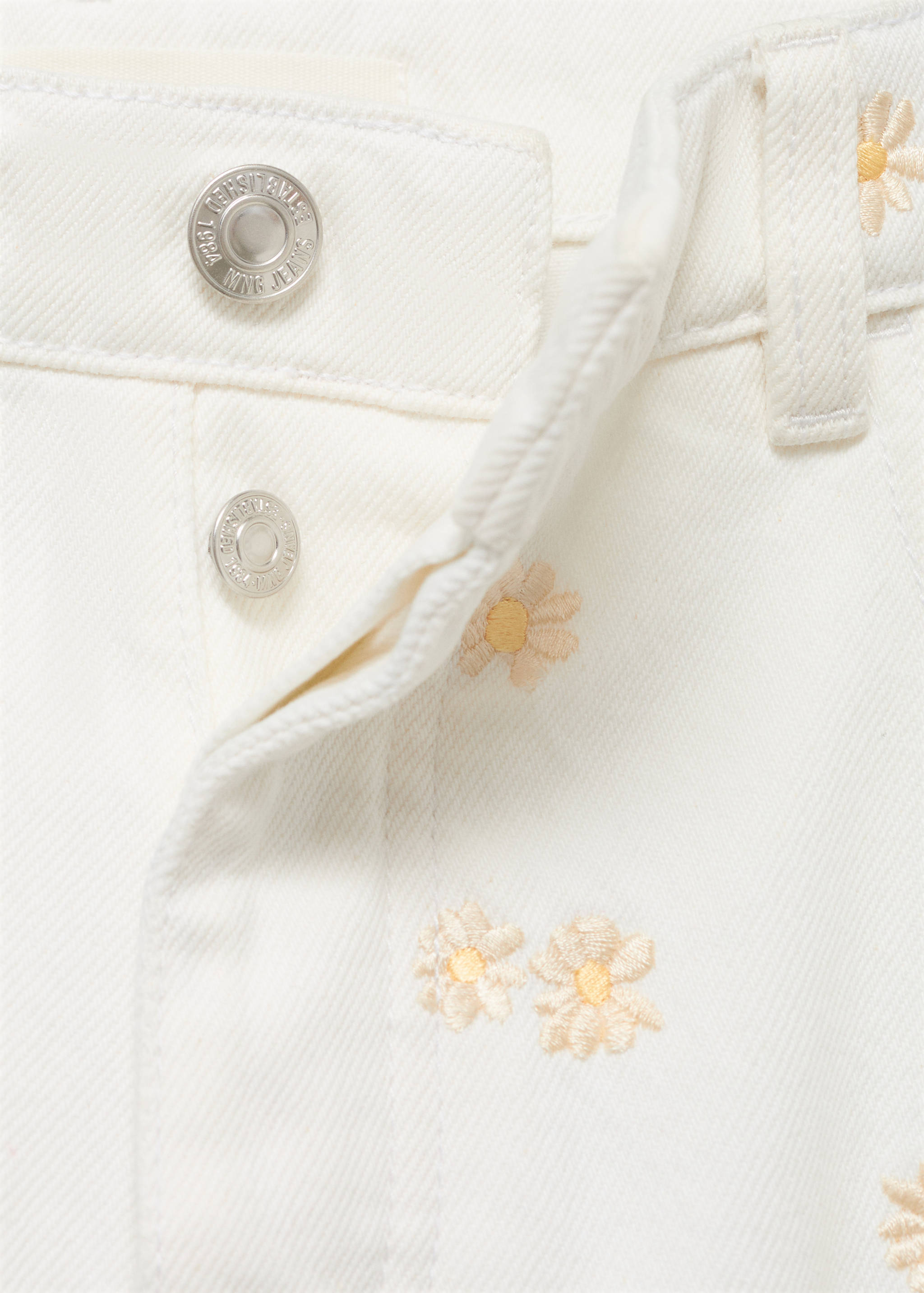 Flower-embroidered wide leg jeans - Details of the article 8