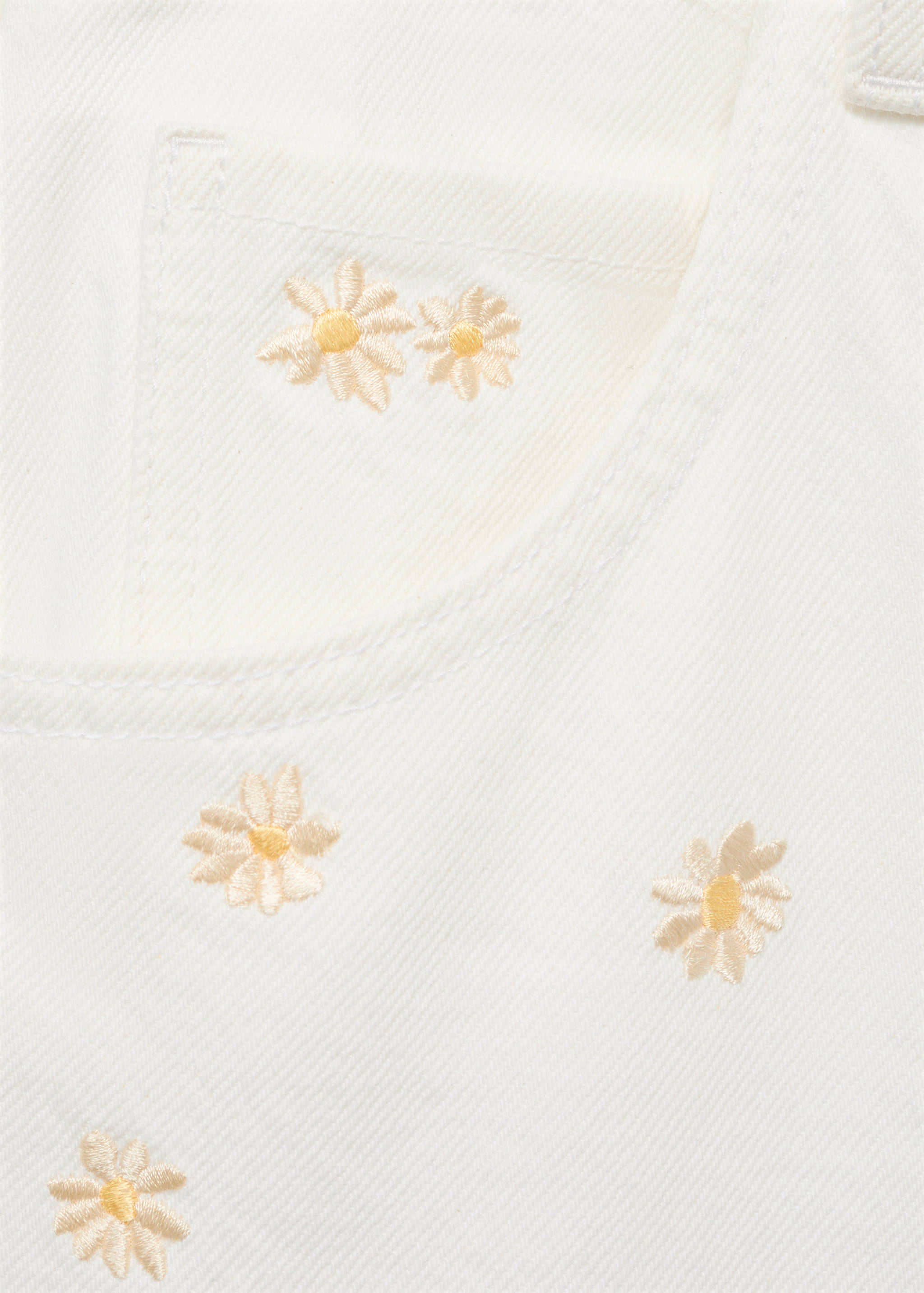 Flower-embroidered wide leg jeans - Details of the article 0