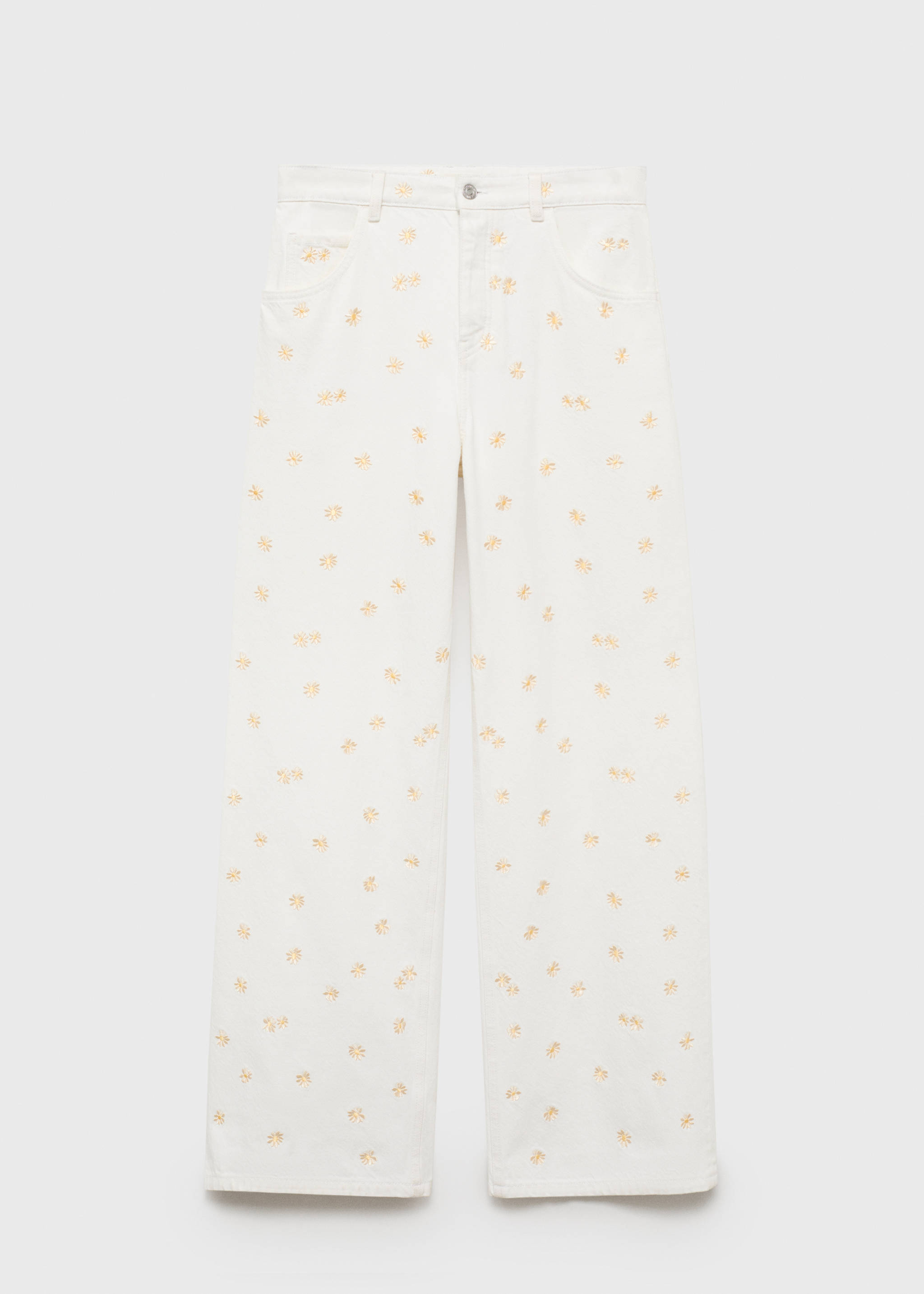 Flower-embroidered wide leg jeans - Article without model