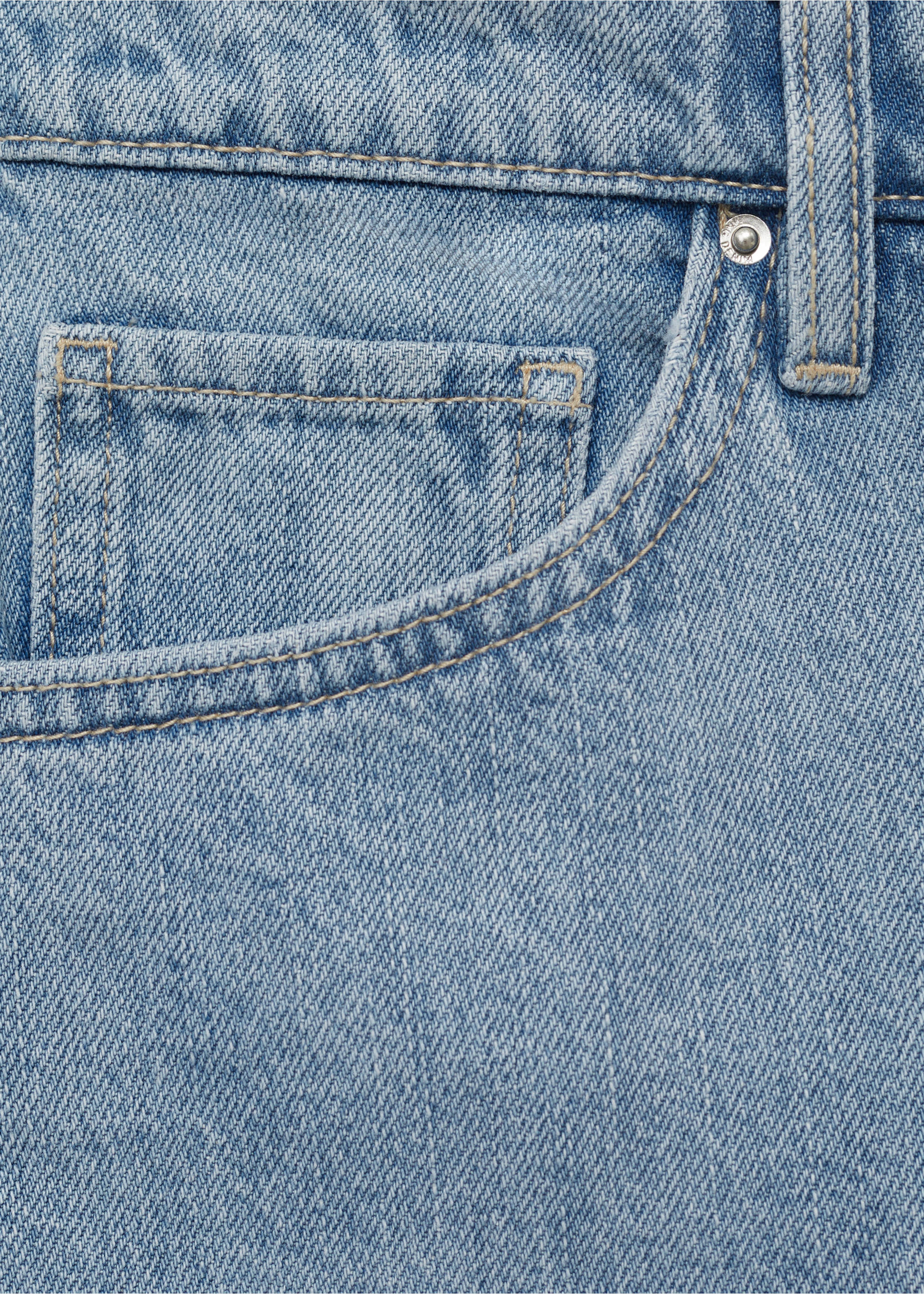High-waisted straight-fit denim shorts - Details of the article 0, Light Blue. Ref: 17051514-00.