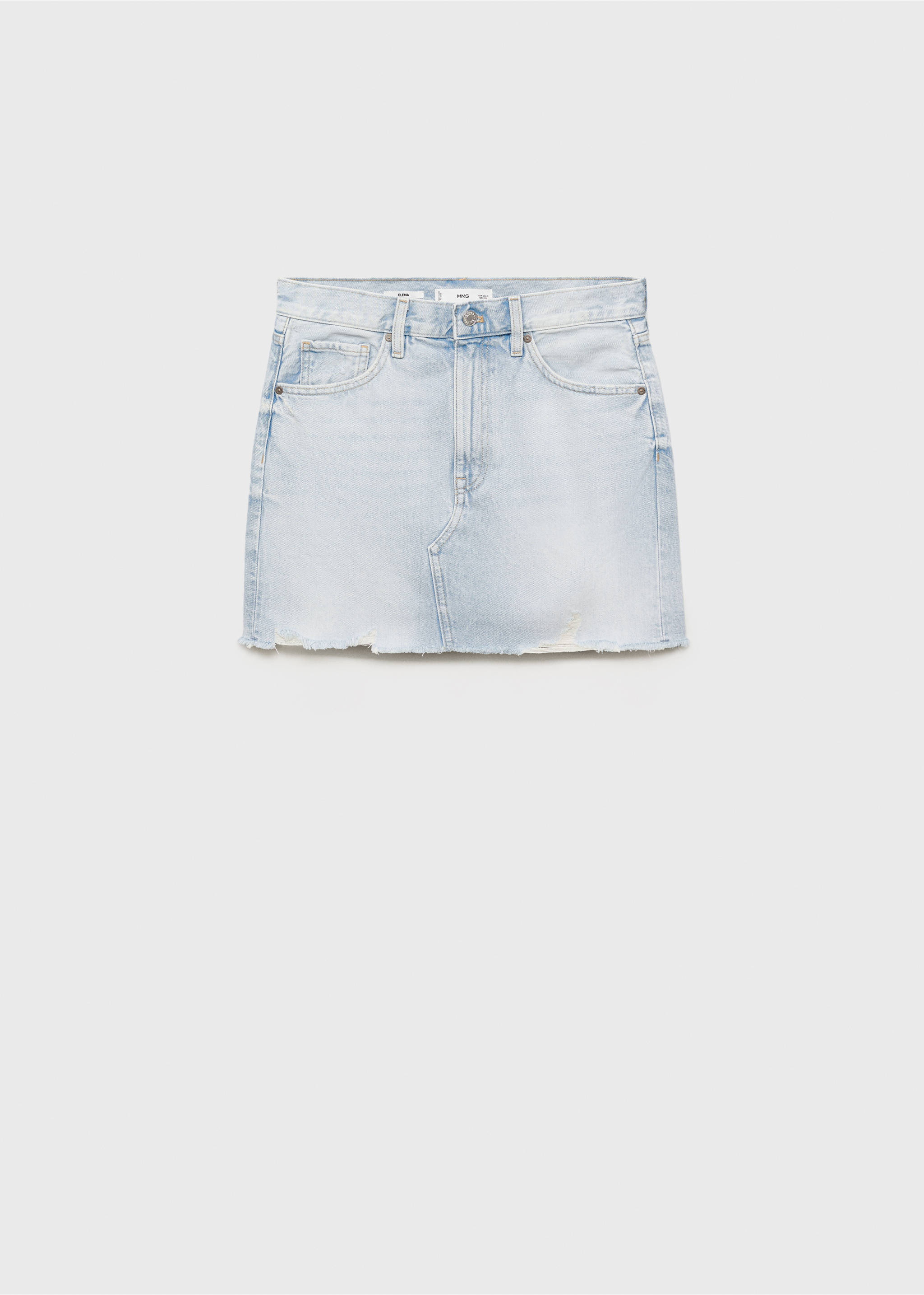 Jeans-Rock mit ausgefranstem Saum - Artikel ohne Model, Hellblau. Ref: 17051520-00.
