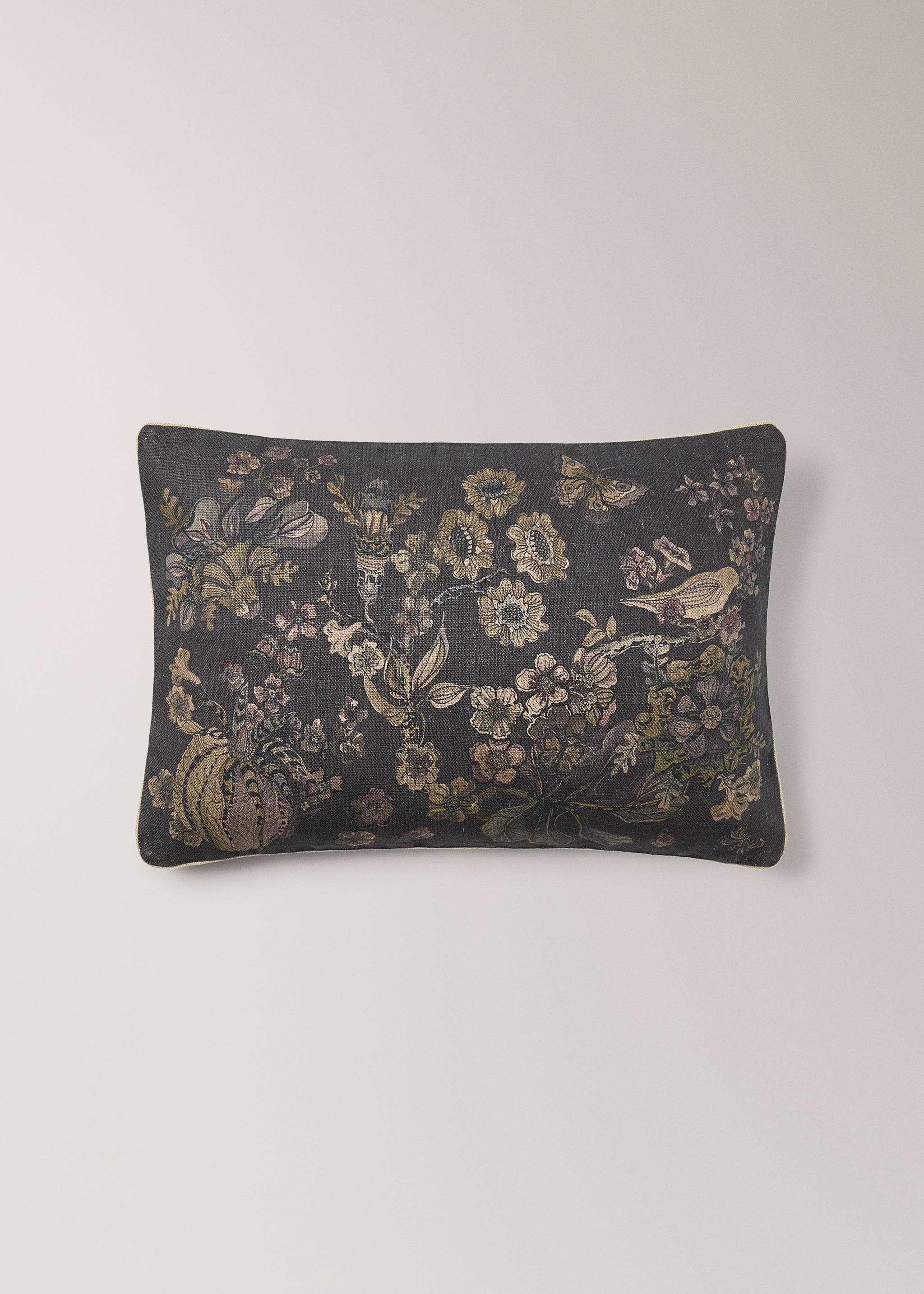Lněný povlak na polštářek s květinovým vzorem 40x60 cm - Zboží bez modelu