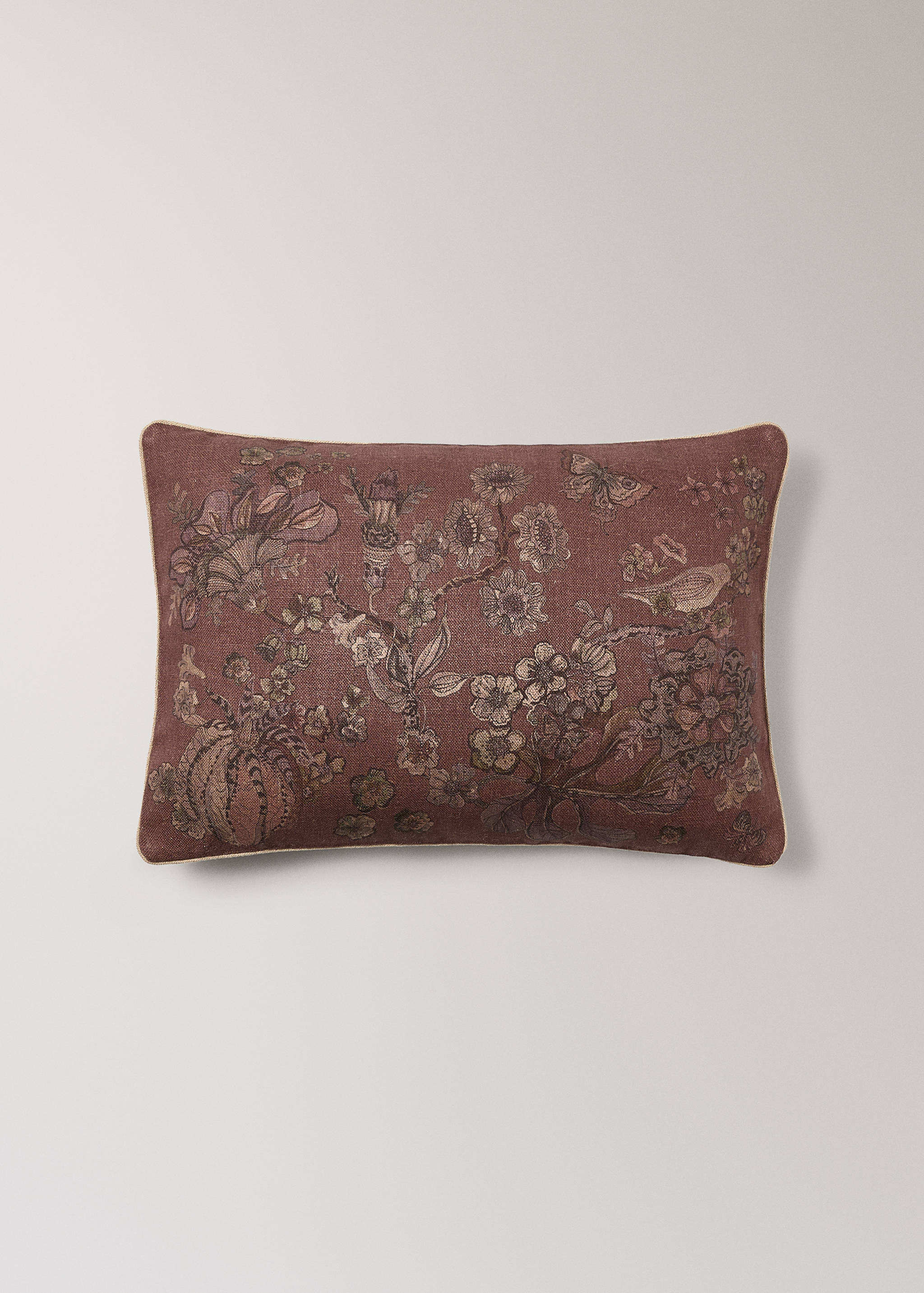 Lněný povlak na polštářek s květinovým vzorem 40x60 cm - Zboží bez modelu