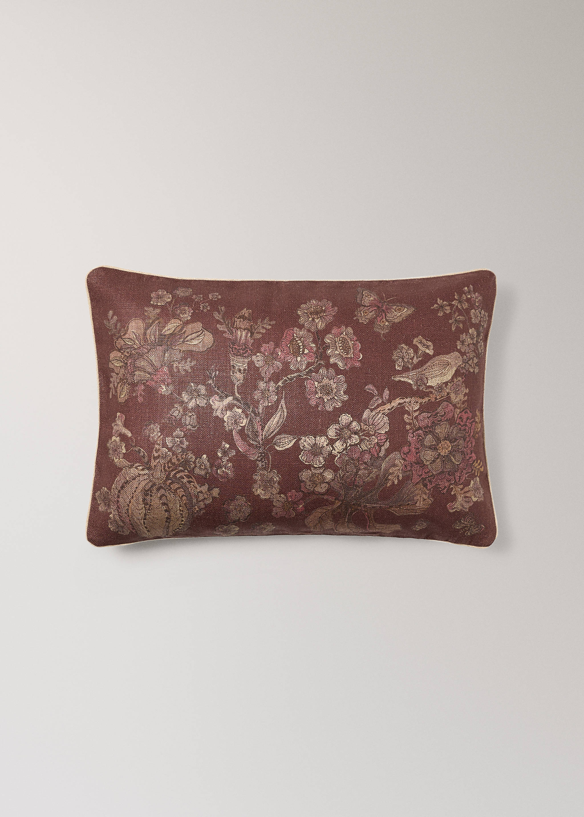 Lněný povlak na polštářek s květinovým vzorem 40x60 cm - Zboží bez modelu