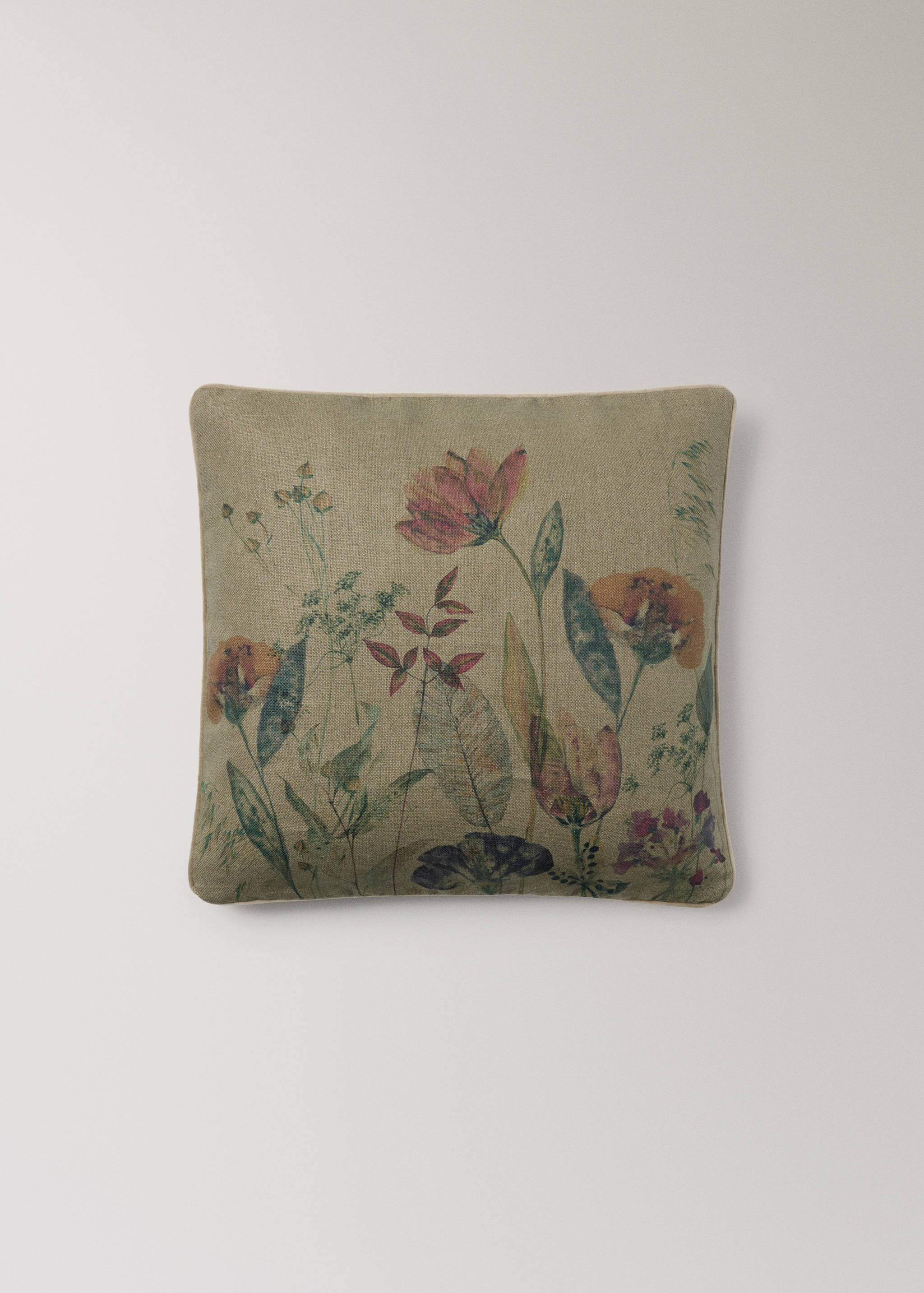 Λινή μαξιλαροθήκη με floral σχέδιο 50x50 εκ. - Προϊόν χωρίς μοντέλο