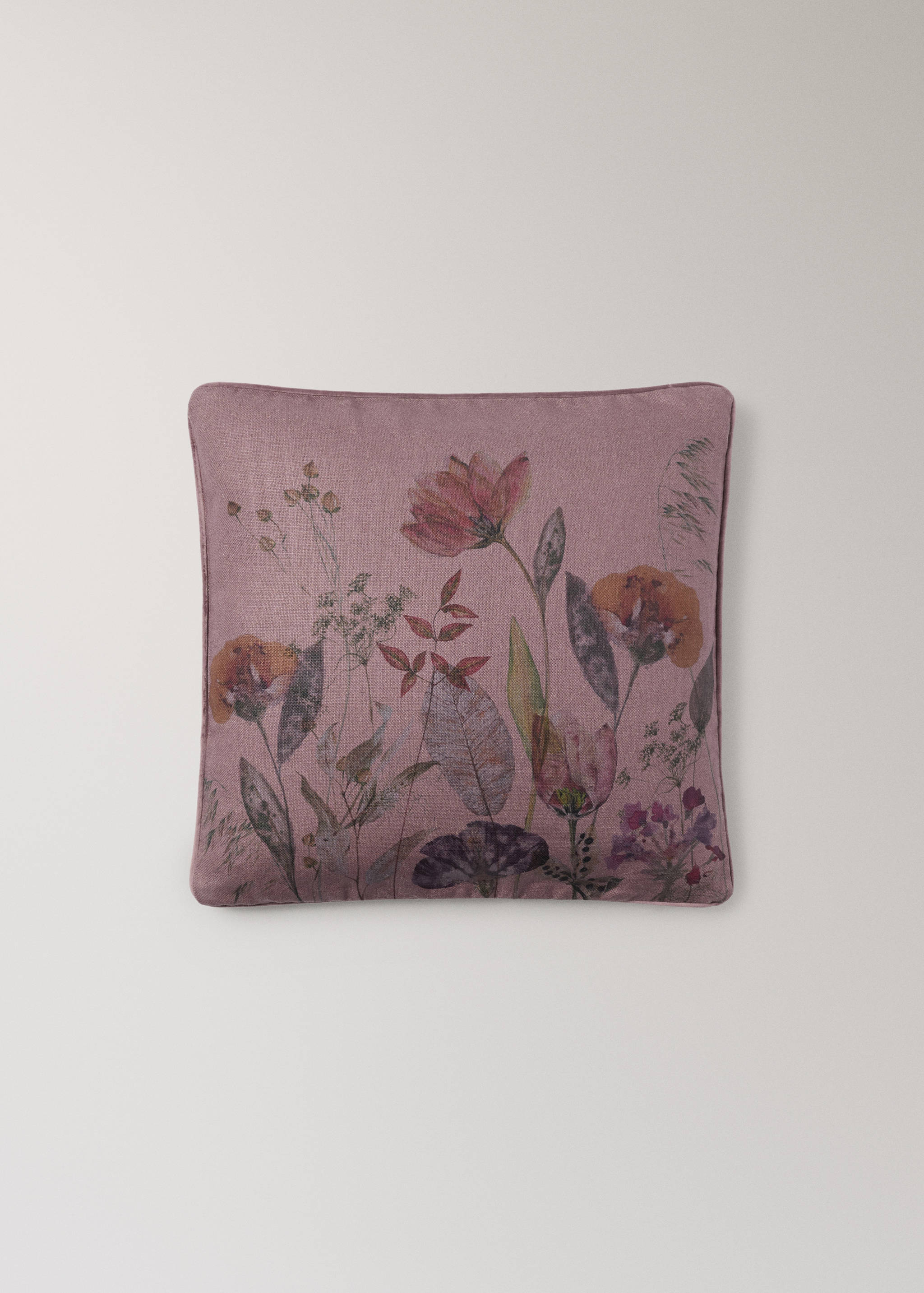 Λινή μαξιλαροθήκη με floral σχέδιο 50x50 εκ. - Προϊόν χωρίς μοντέλο