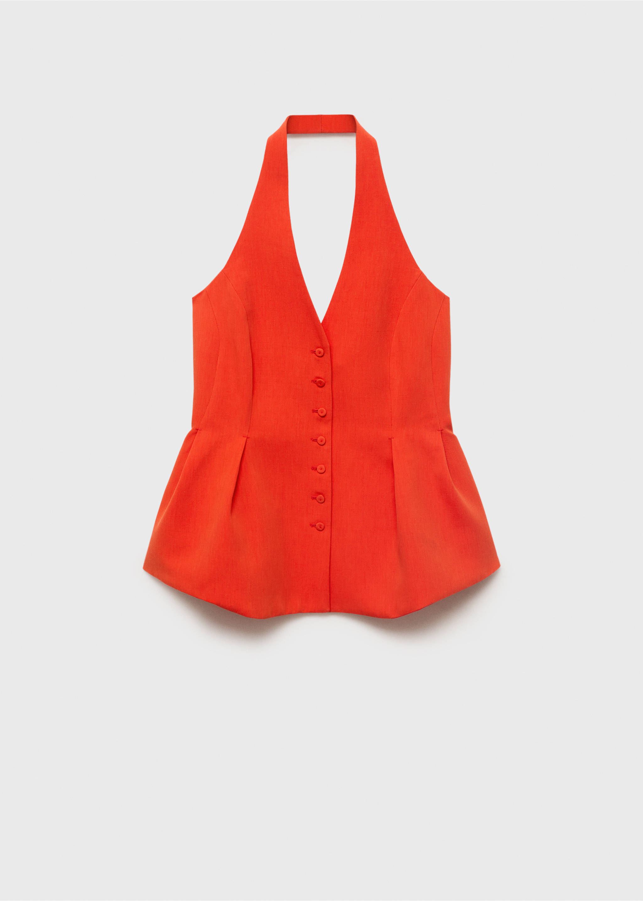 Halter-neck peplum waistcoat - Article without model, Coral Red. Ref: 17052038-00.