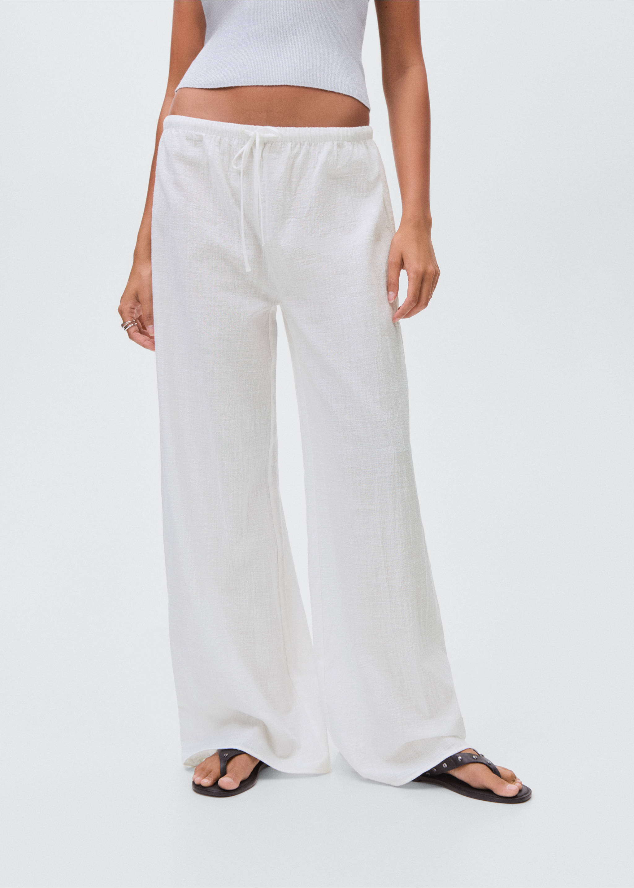 Organic cotton trousers - Details of the article 6, Off White. Ref: 17052040-00.