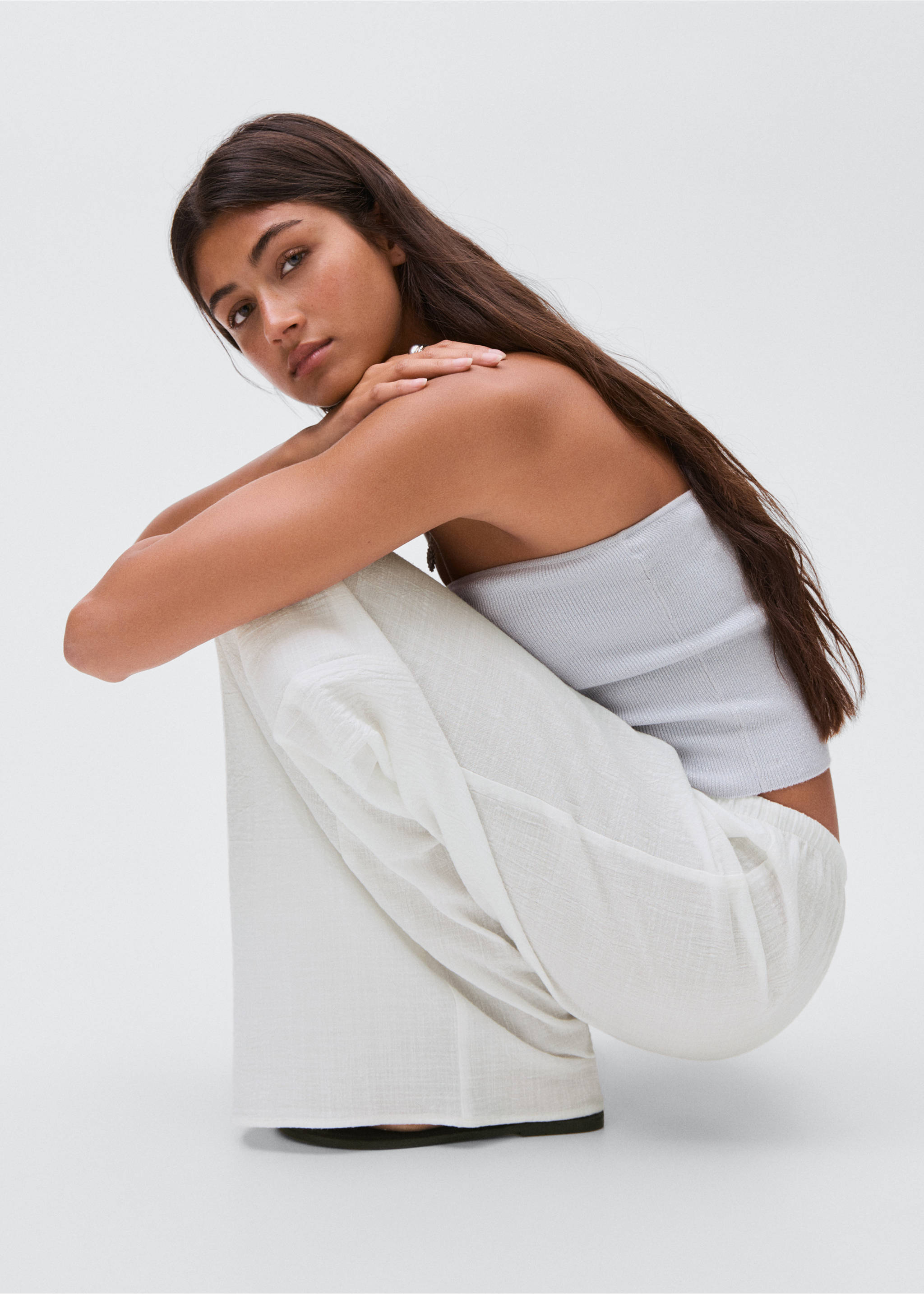 Organic cotton trousers - Details of the article 2, Off White. Ref: 17052040-00.