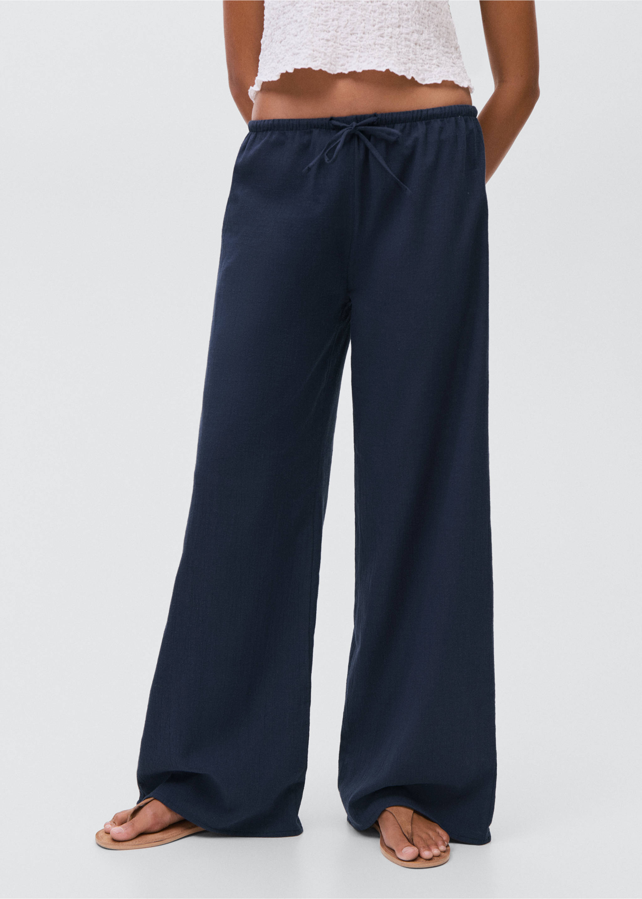 Organic cotton trousers - Medium plane, Navy. Ref: 17052040-00.