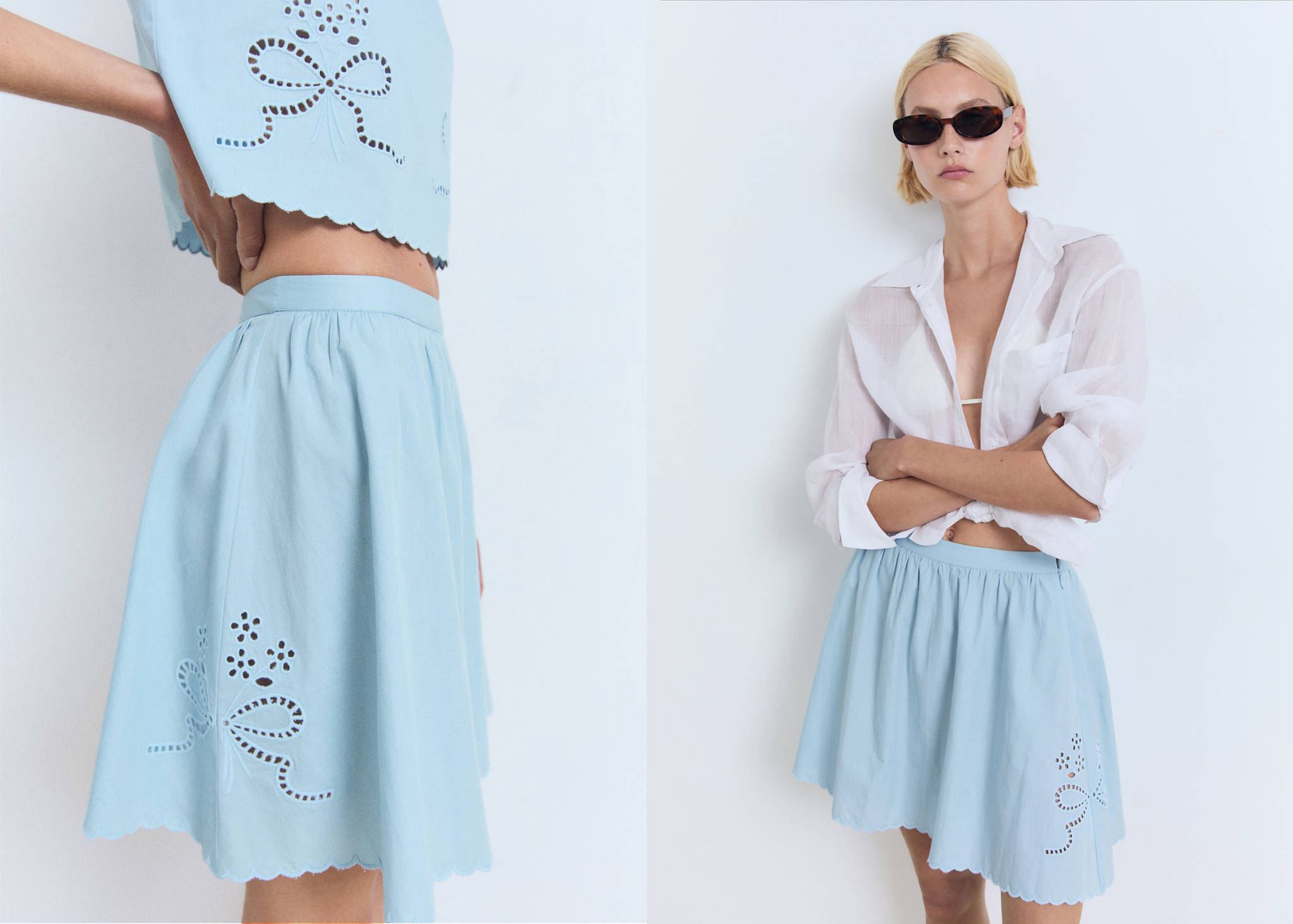 Embroidered skirt with scalloped hem - Panoramic plane