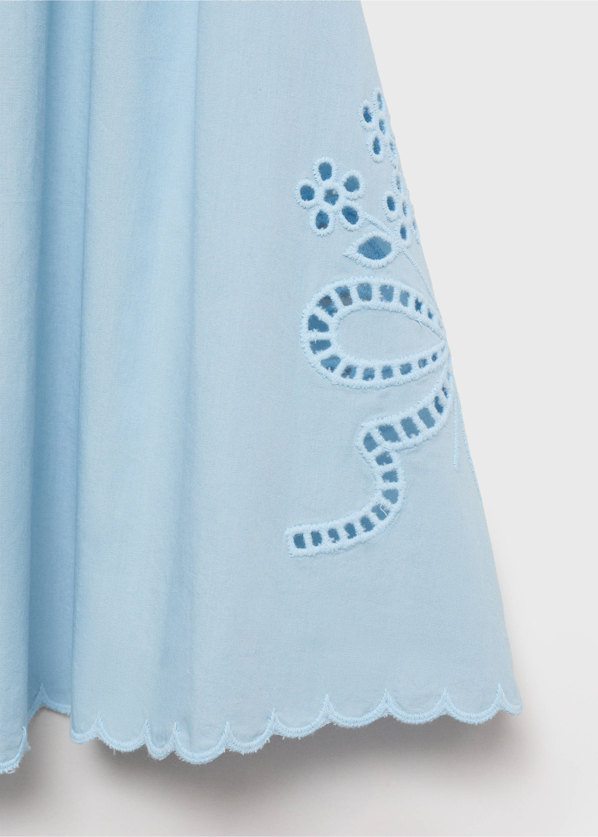 Embroidered skirt with scalloped hem - Details of the article 8, Sky Blue. Ref: 17052538-00.