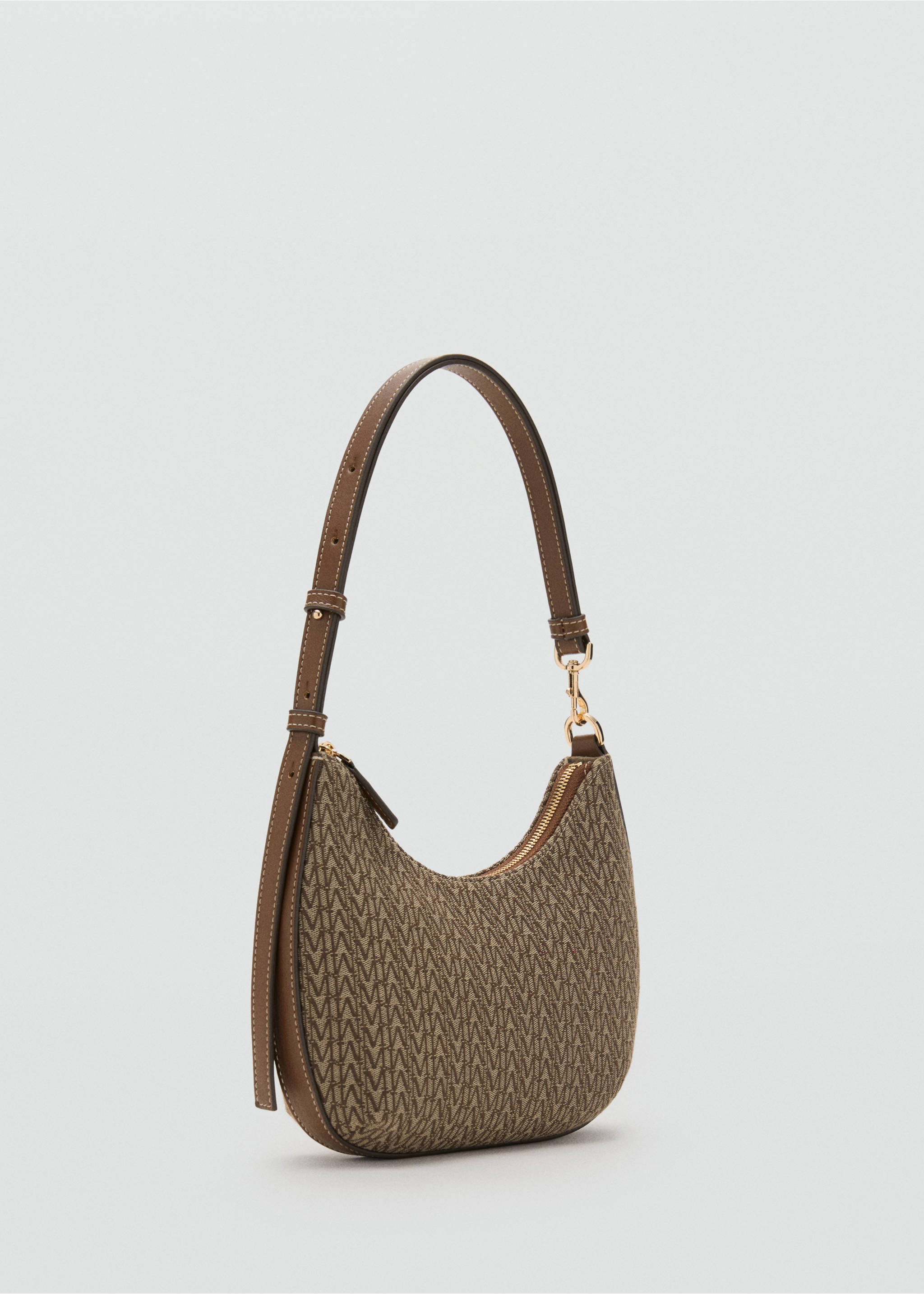 Logo-Jacquard-Schultertasche - Mittlere Ansicht, Schokolade. Ref: 17052539-00.