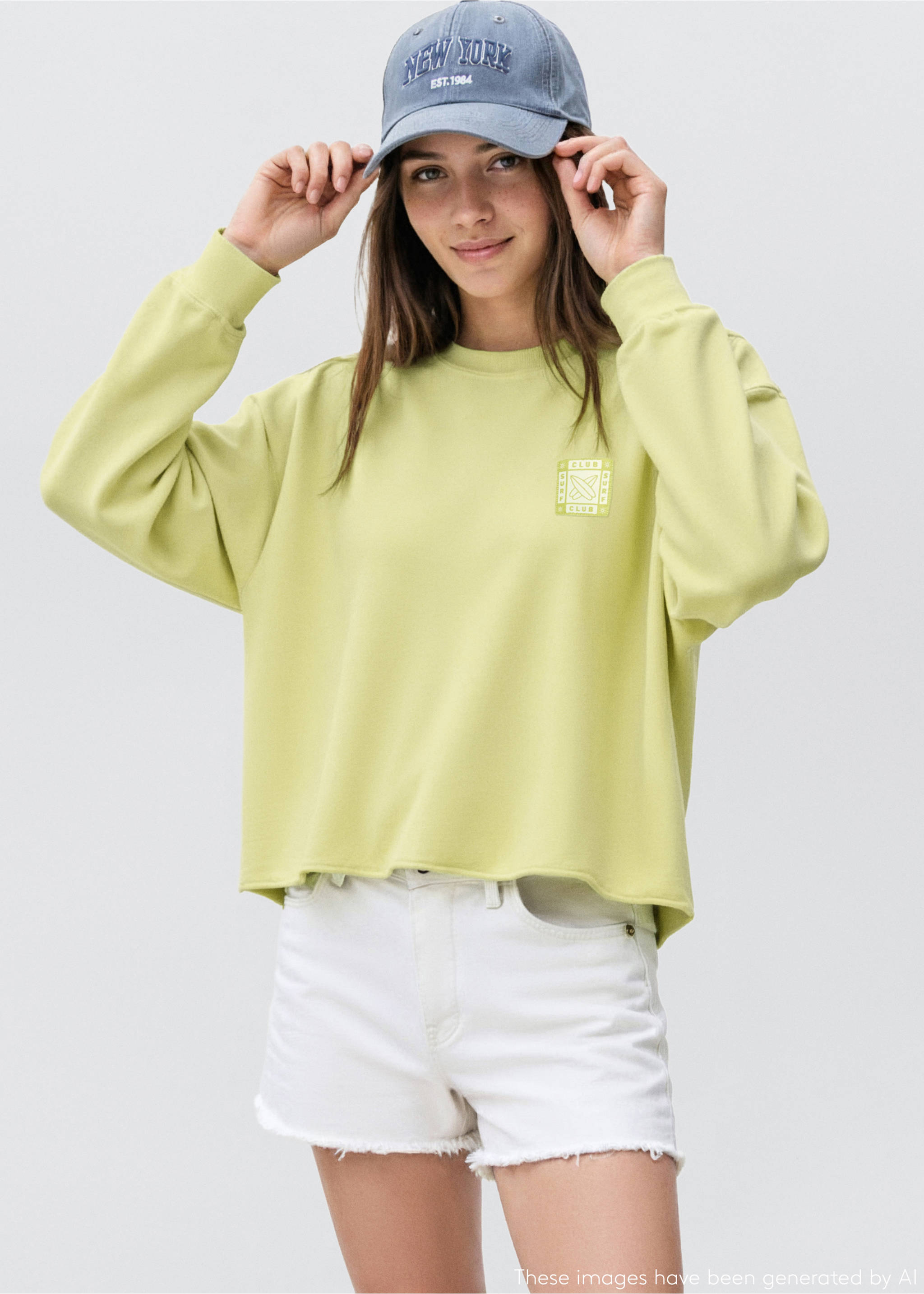 Oversized printed sweatshirt - Medium plane, Lime. Ref: 17052897-00.