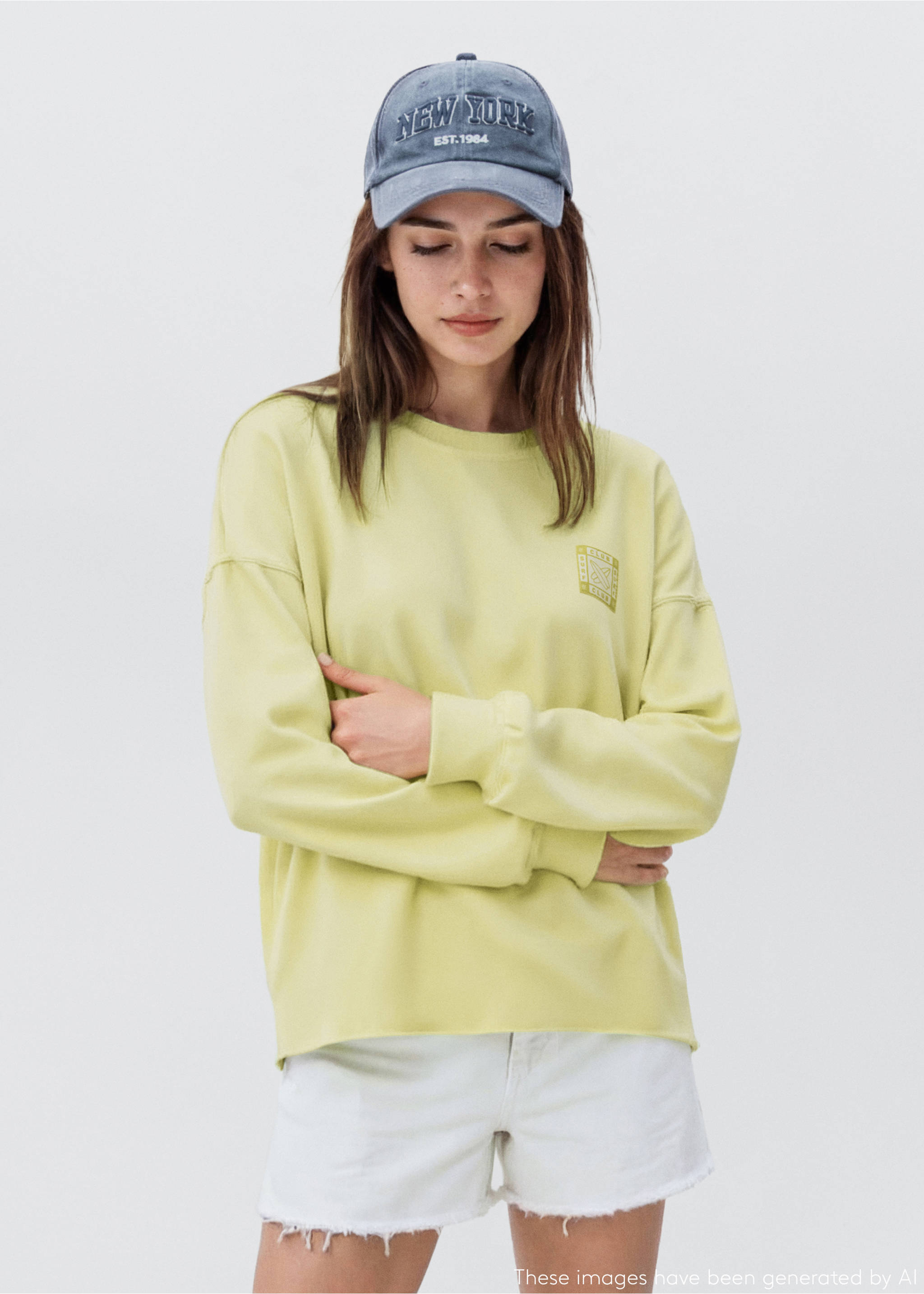Oversized printed sweatshirt - Details of the article 1, Lime. Ref: 17052897-00.