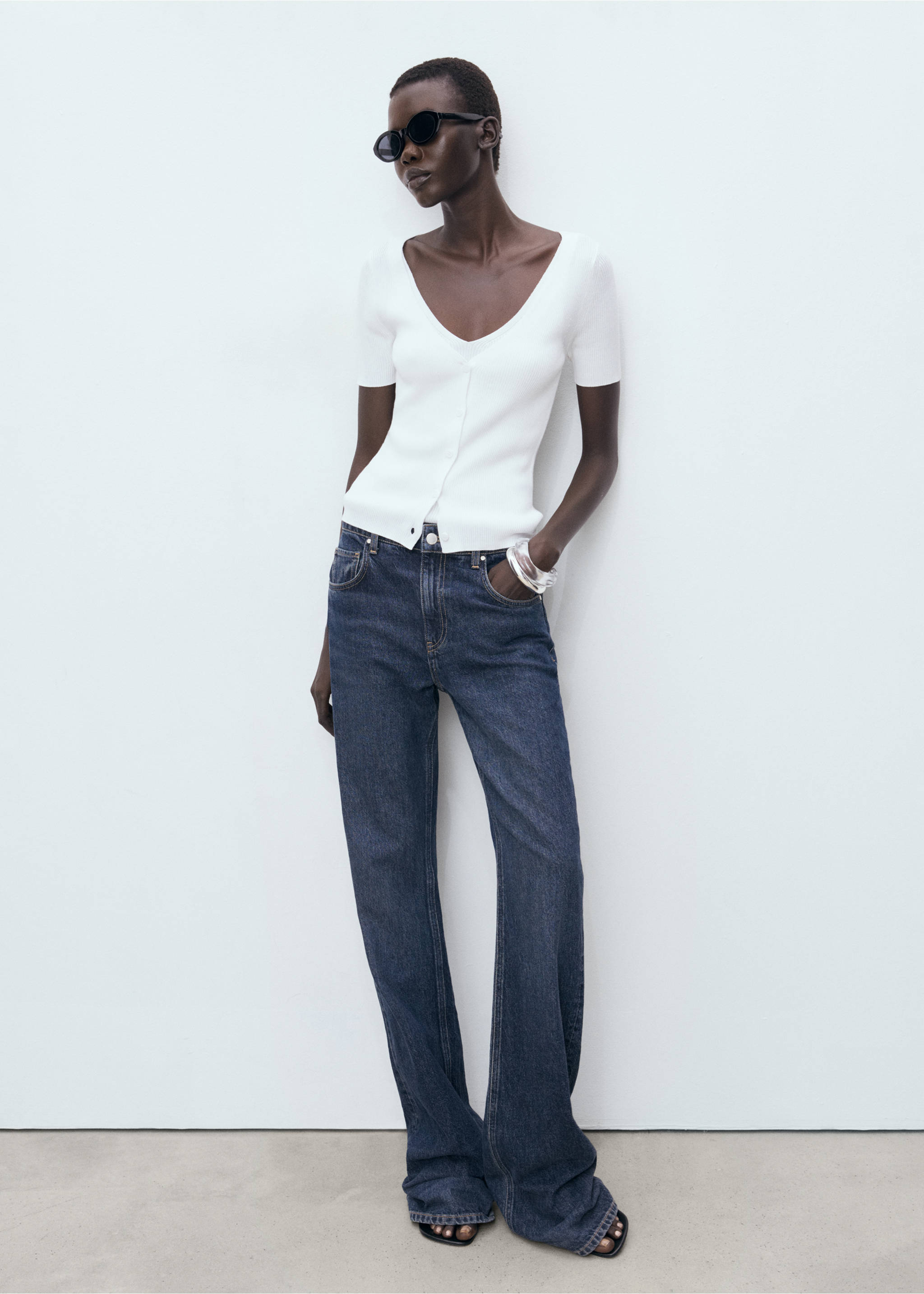 Mixed ribbed sweater - General plane, White. Ref: 17052901-00.