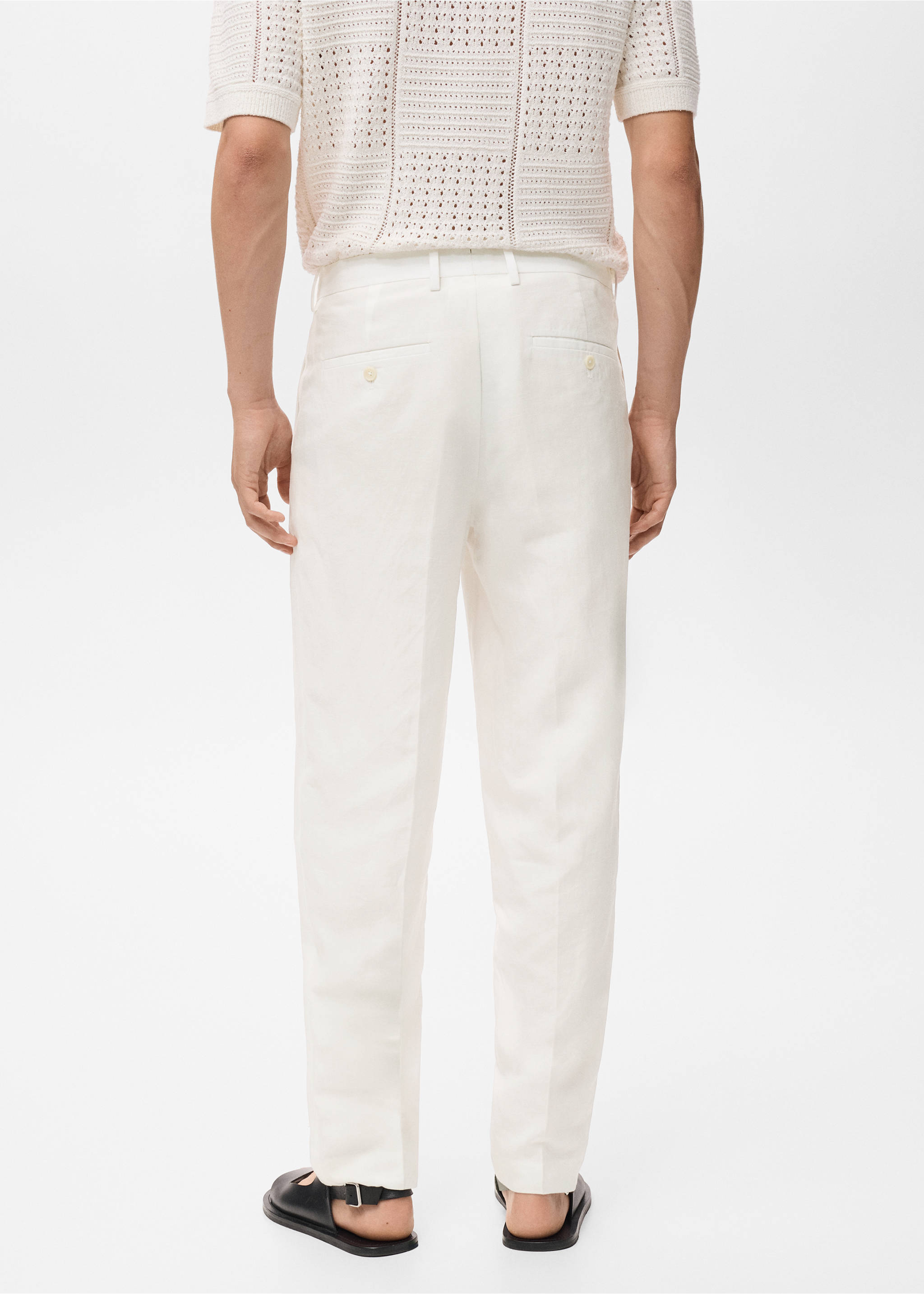 Straight-leg trousers in a linen and lyocell blend - Reverse of the article, Off White. Ref: 17052902-00.