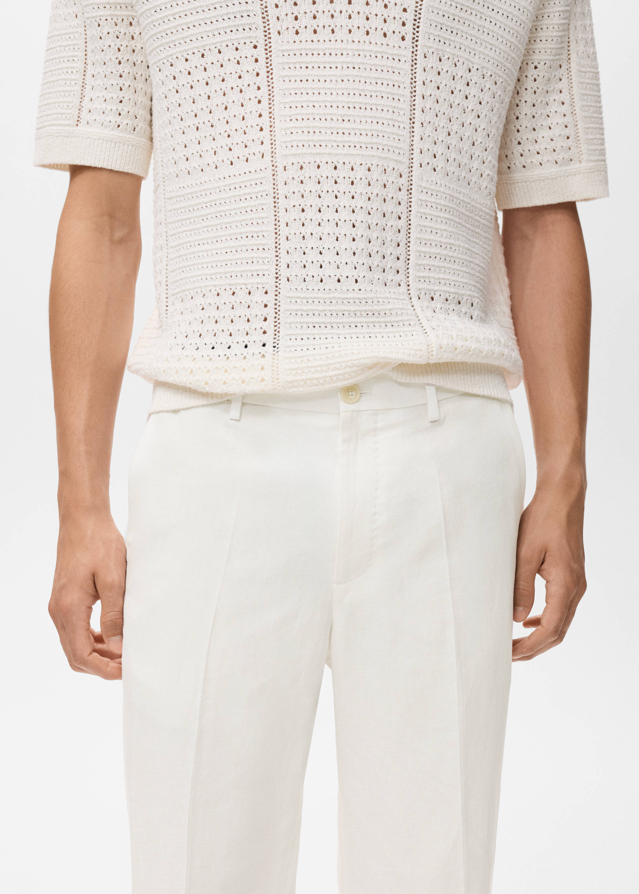 Straight-leg trousers in a linen and lyocell blend - Details of the article 1