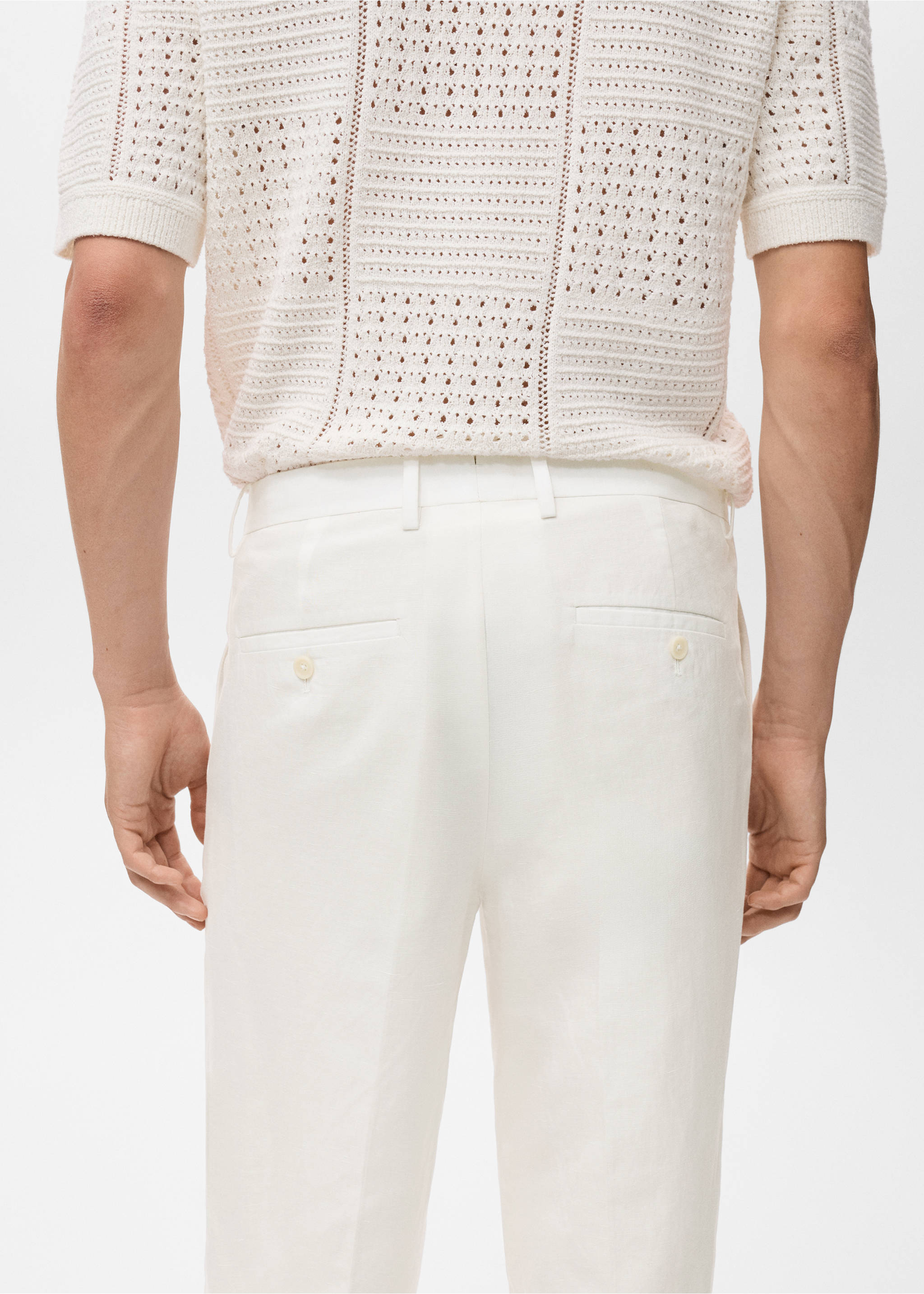 Straight-leg trousers in a linen and lyocell blend - Details of the article 6, Off White. Ref: 17052902-00.