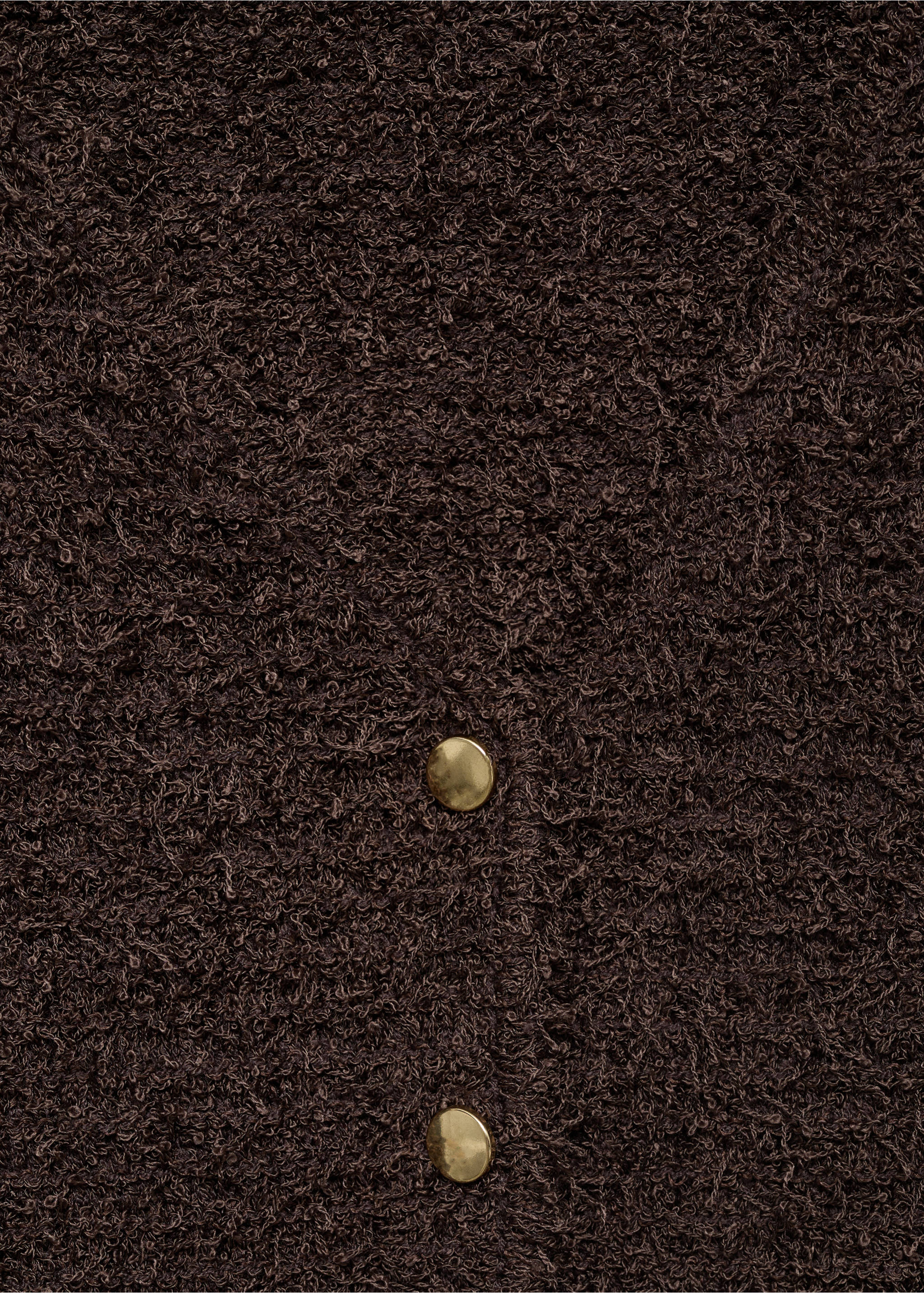 Short-sleeved bouclé cardigan - Details of the article 8, Chocolate. Ref: 17052903-00.