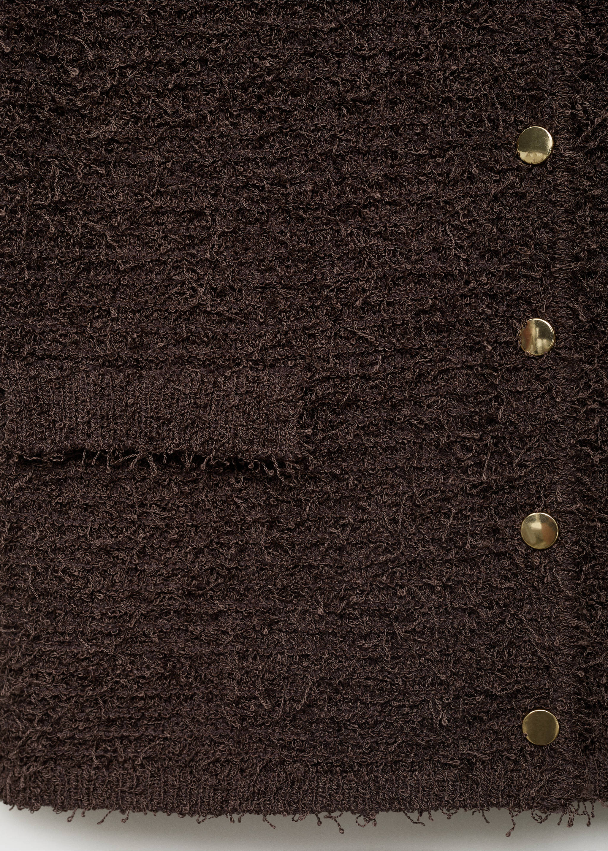 Short-sleeved bouclé cardigan - Details of the article 0, Chocolate. Ref: 17052903-00.