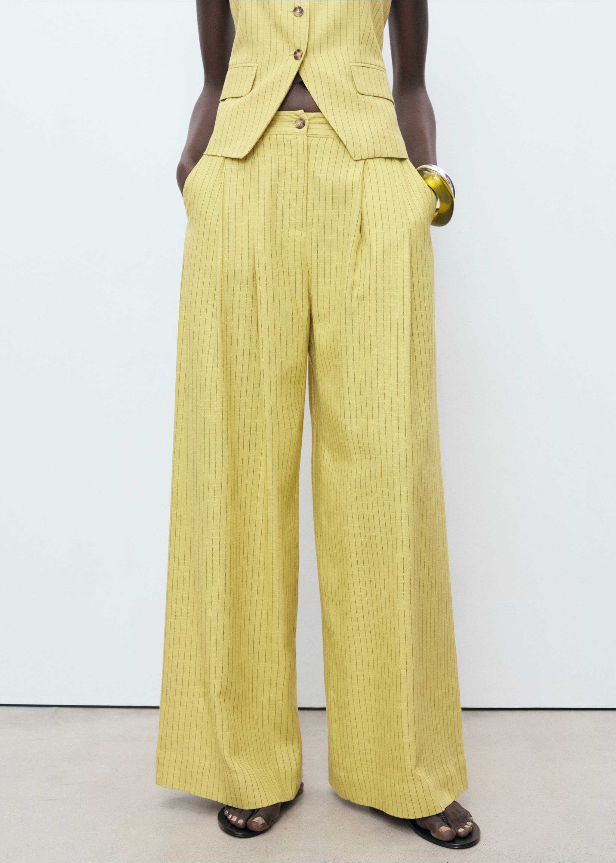 Pantalons vestit rectes ratlles - Pla mig, Llima. Ref: 17052905-00.
