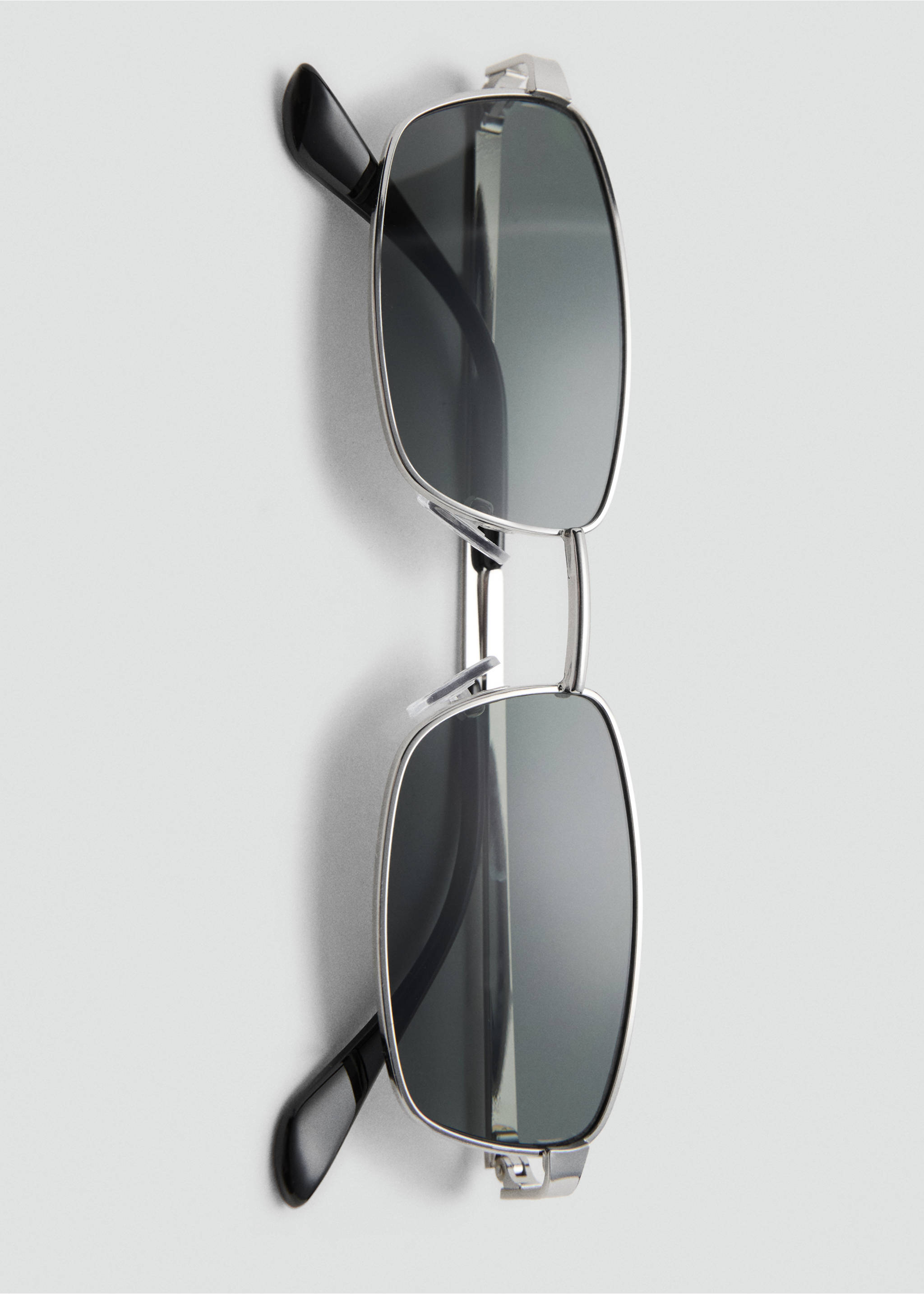 Rectangular metal frame sunglasses - Details of the article 2, Silver. Ref: 17052910-00.