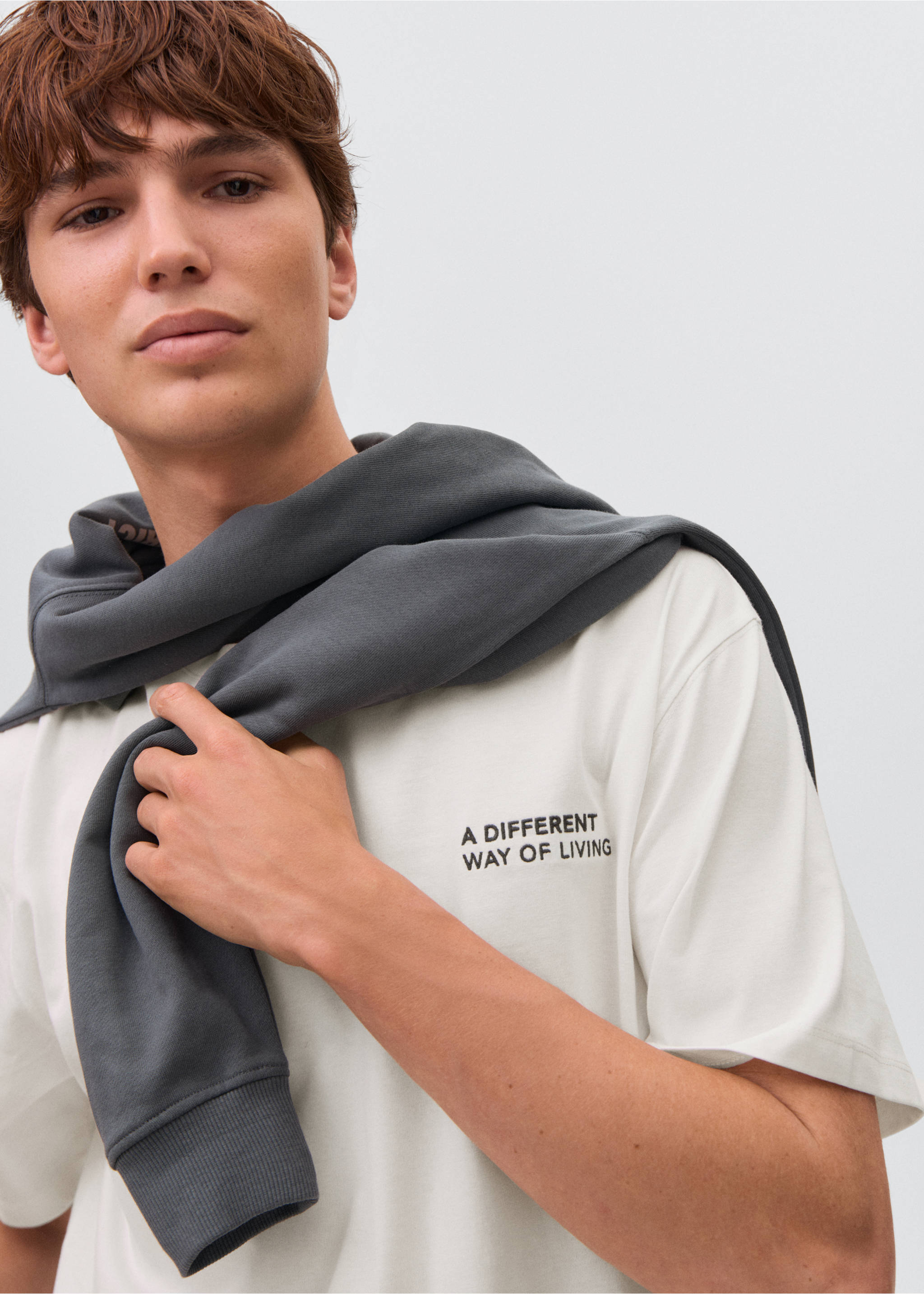 Printed cotton-blend t-shirt - Details of the article 1, Off White. Ref: 17052913-00.