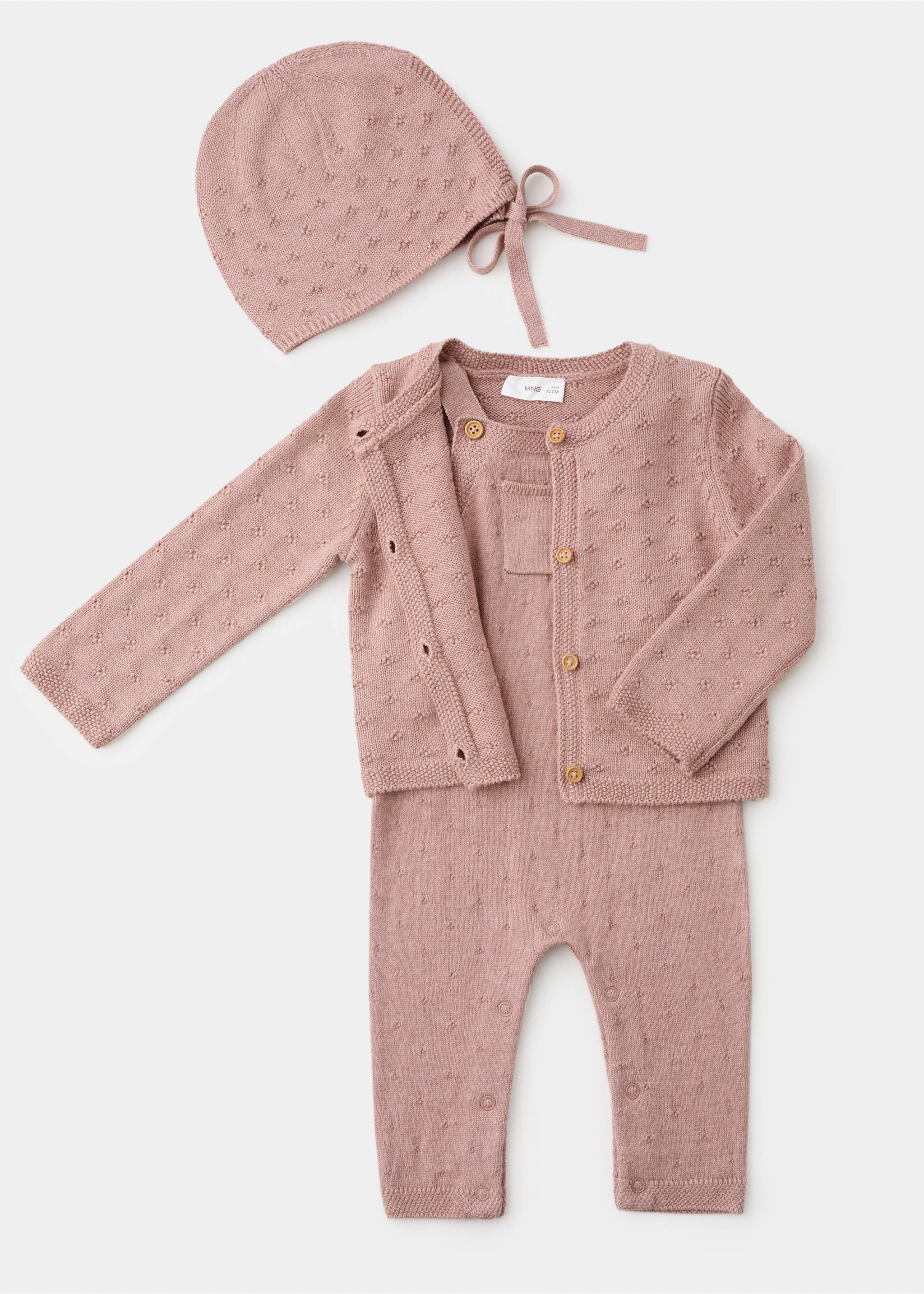 Embroidered knit cardigan - Details of the article 8, Pale Pink. Ref: 17052915-00.