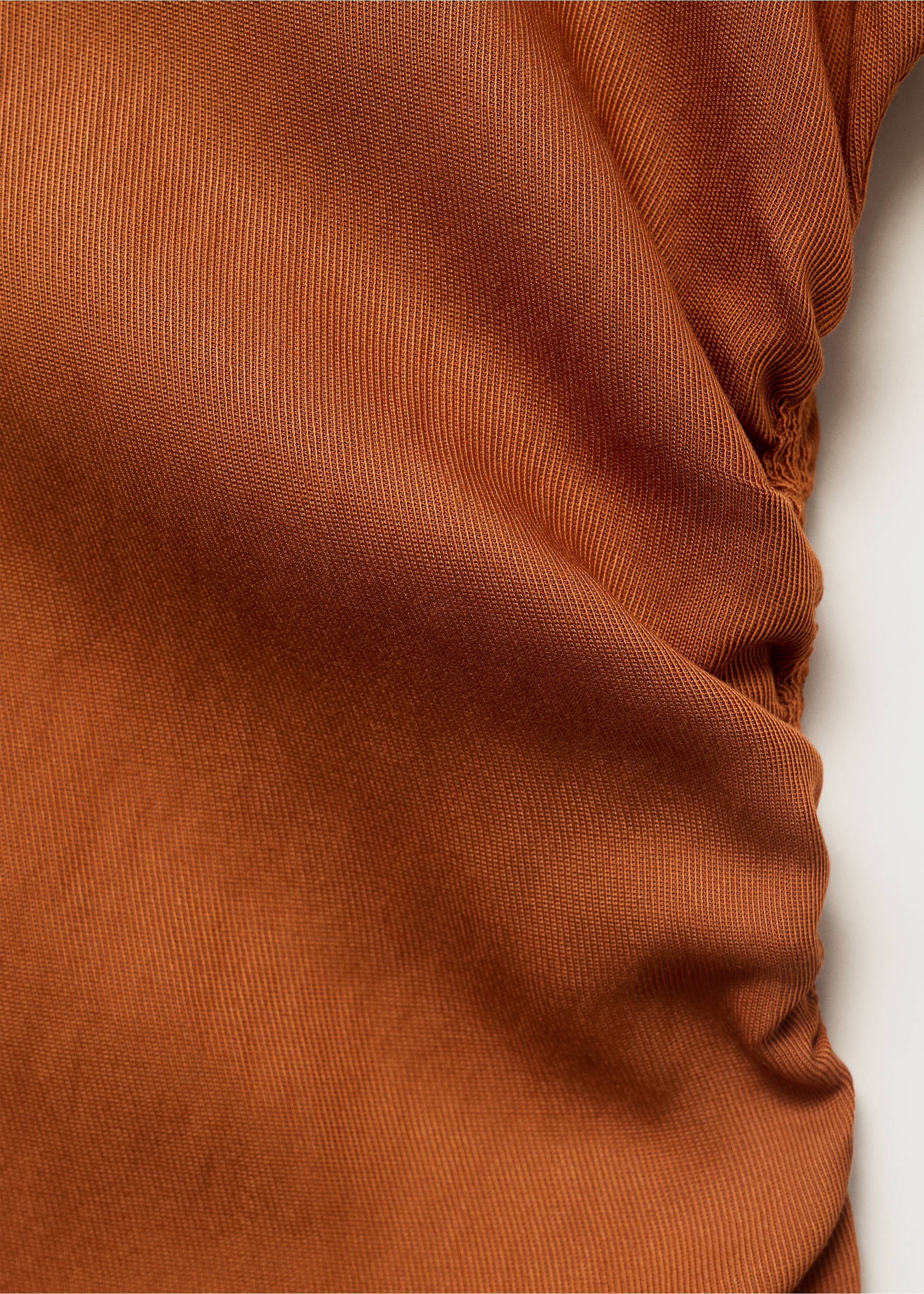 Midi-dress with gathered sides - Details of the article 0, Brown. Ref: 17052916-00.
