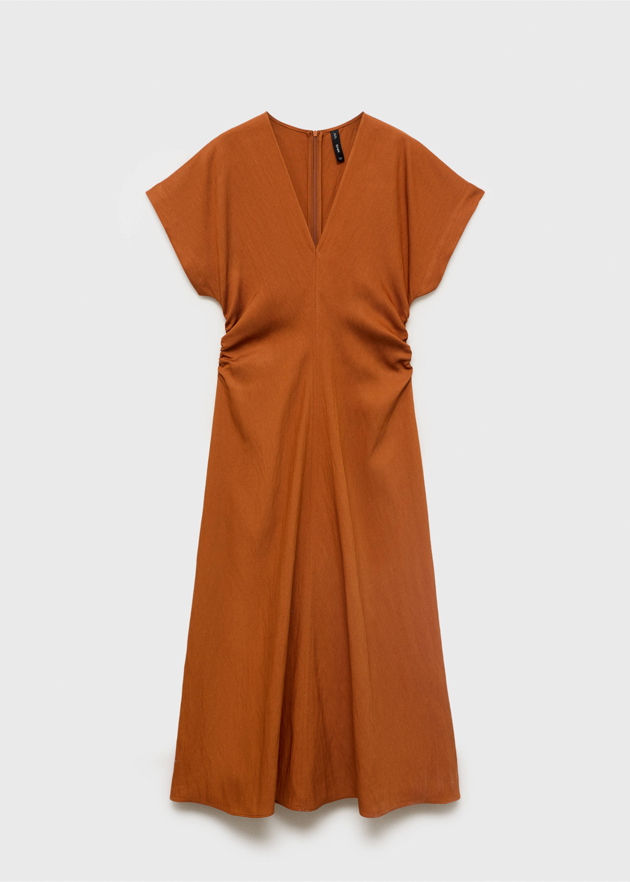 Midi-dress with gathered sides - Article without model, Brown. Ref: 17052916-00.