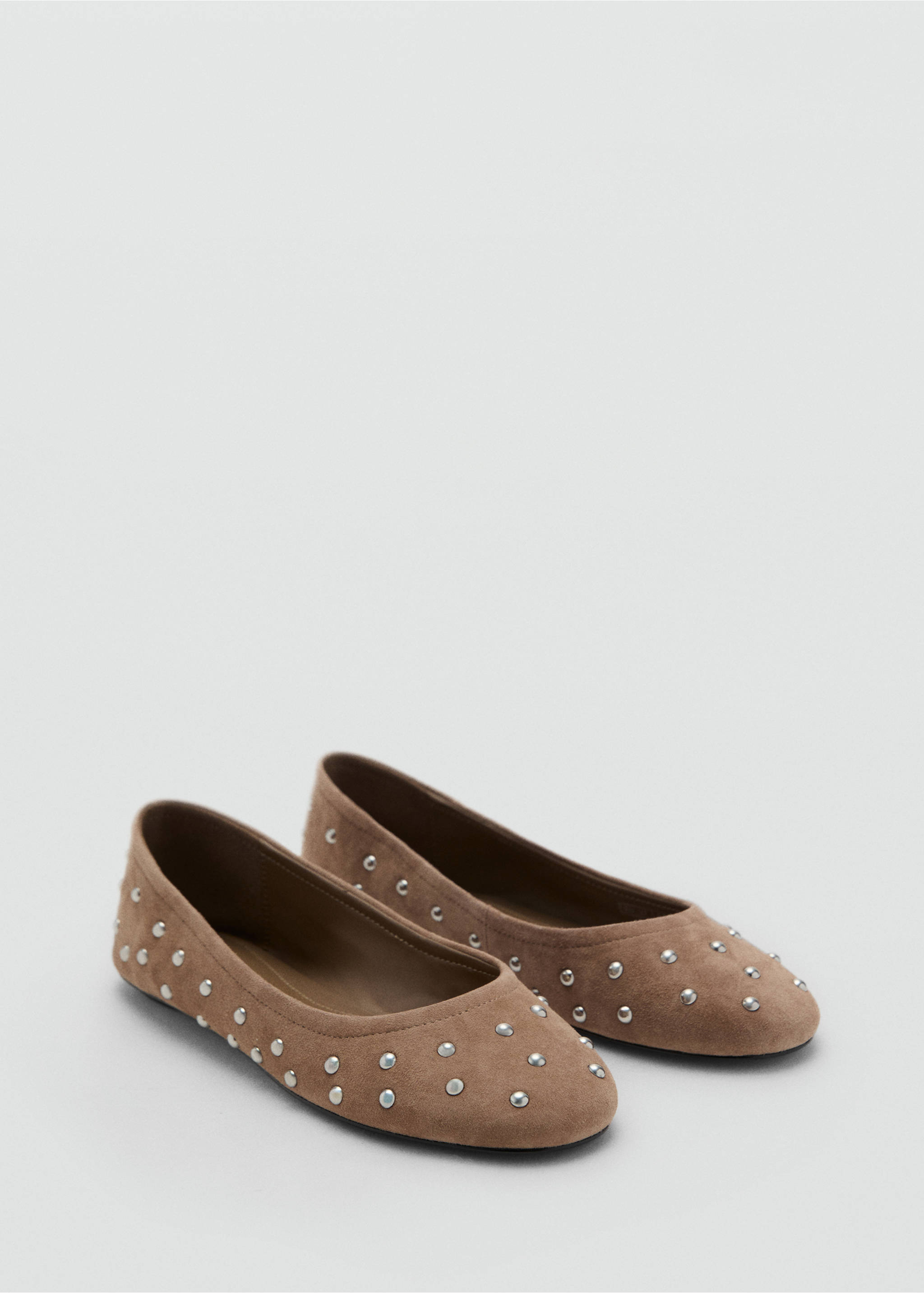 Studded leather ballet flats - Medium plane, Sand. Ref: 17052918-00.